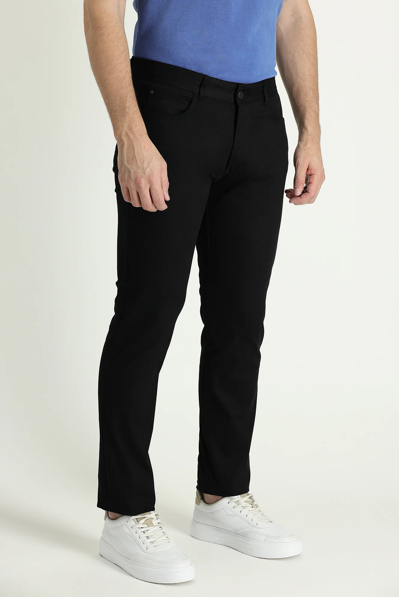 Siyah Slim Fit Dar Kesim Likralı Kanvas / Chino Pantolon - Image 2