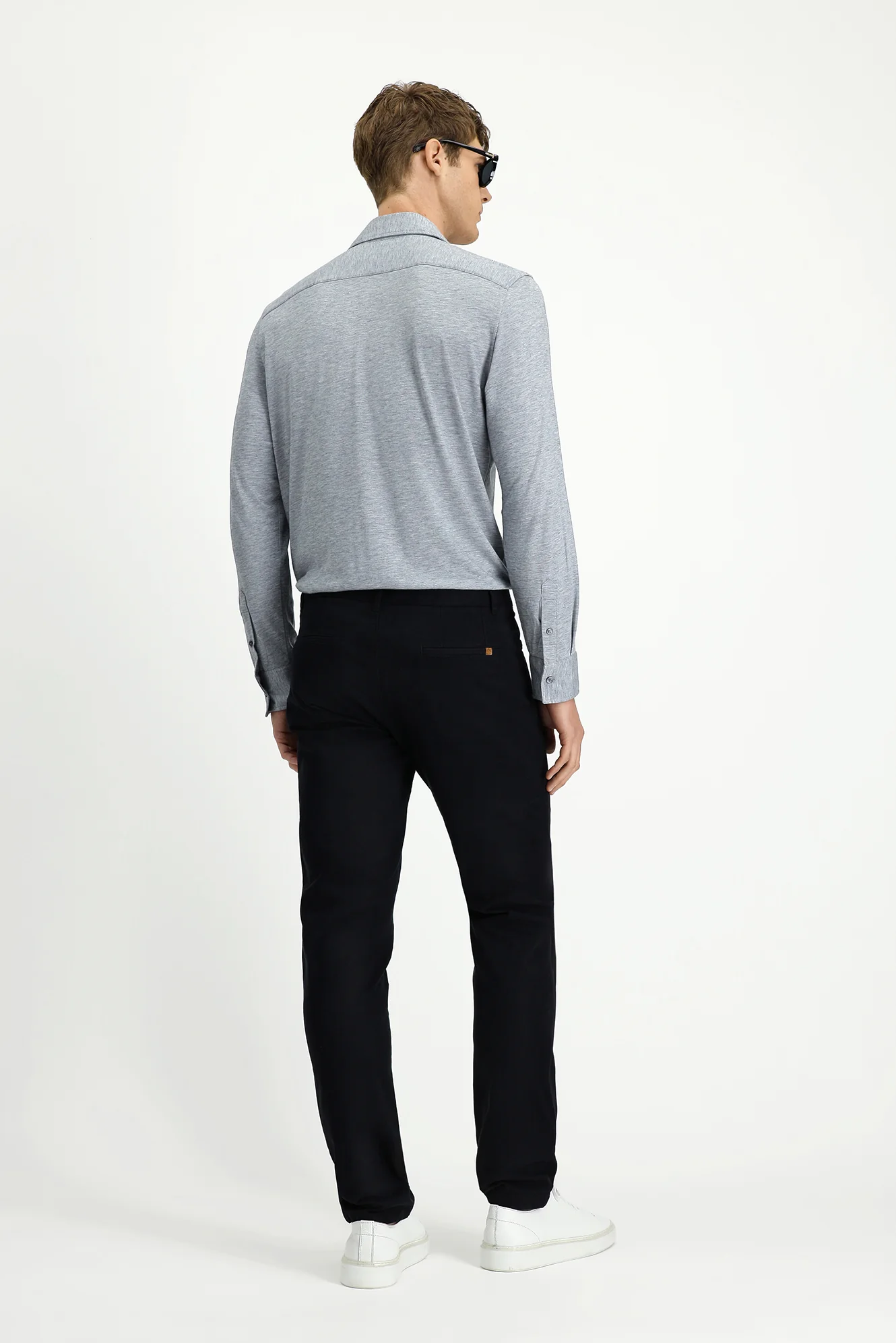 Siyah Slim Fit Dar Kesim Likralı Yandan Cepli Kanvas / Chino Pantolon - Image 4