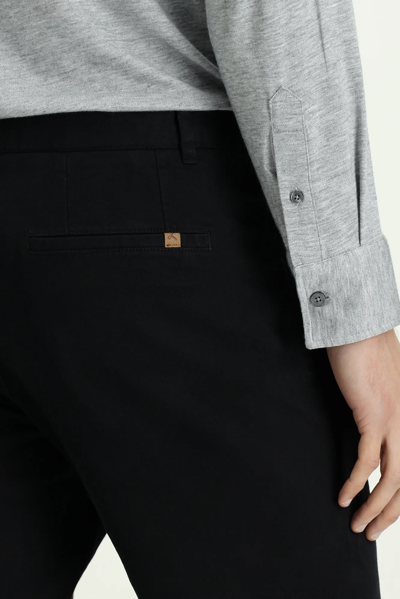 Siyah Slim Fit Dar Kesim Likralı Yandan Cepli Kanvas / Chino Pantolon - Image 6