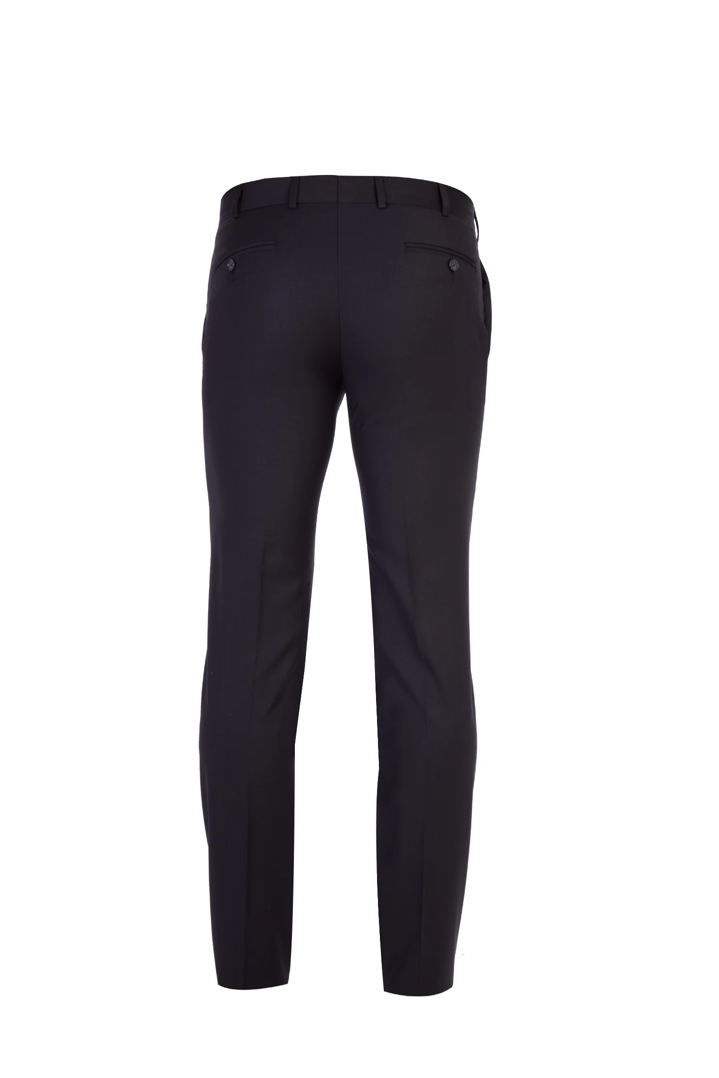 Siyah 7 Drop Slim Fit Dar Kesim Likralı Klasik Kumaş Pantolon - Image 2