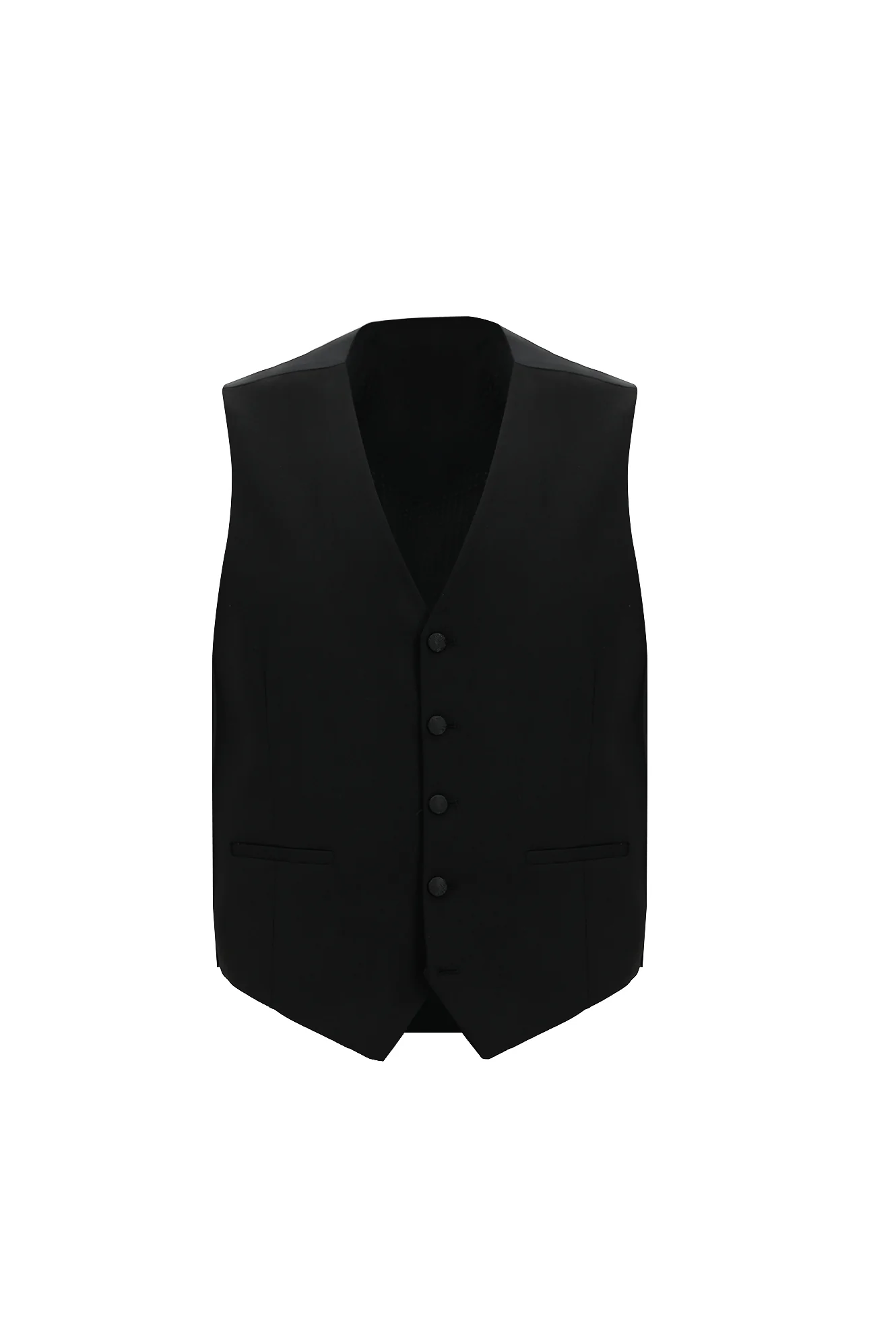 Siyah 7 Drop Slim Fit Dar Kesim Mono Yaka Yelekli Smokin & Damatlık - Image 4