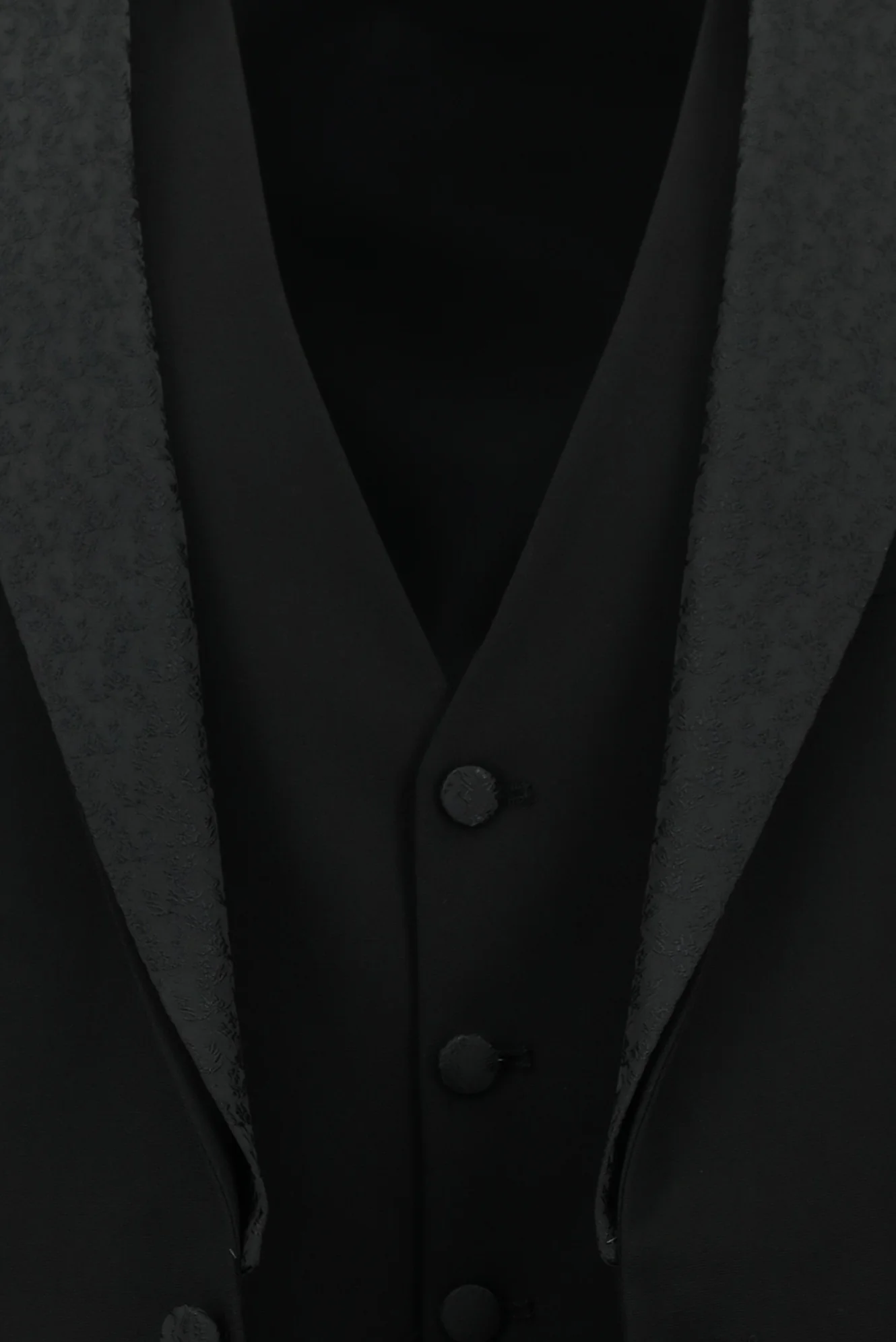 Siyah 7 Drop Slim Fit Dar Kesim Mono Yaka Yelekli Smokin & Damatlık - Image 6
