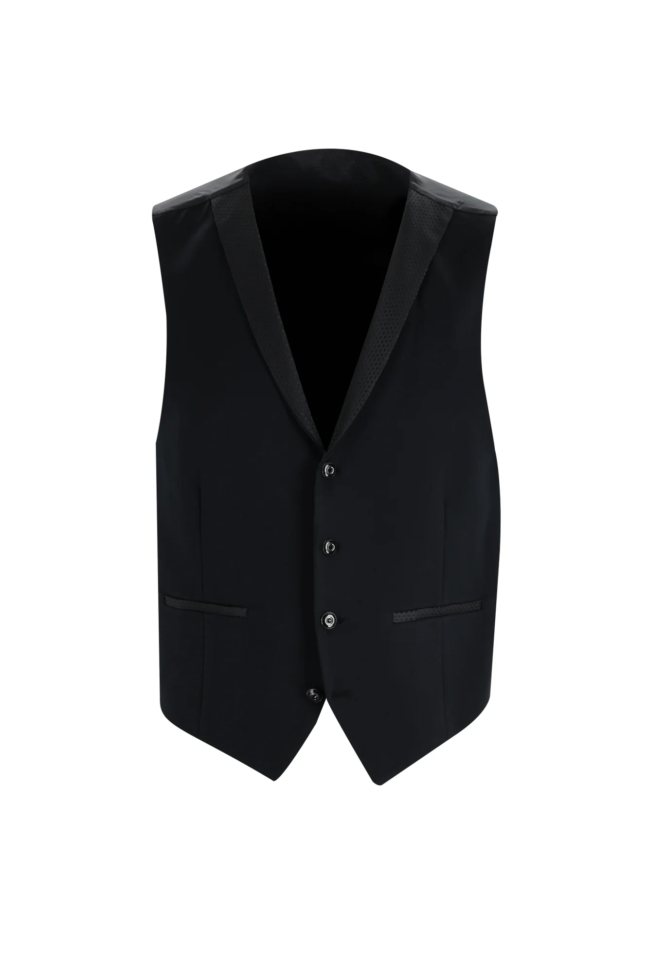 Siyah 7 Drop Slim Fit Dar Kesim Mono Yaka Yelekli Smokin & Damatlık - Image 4