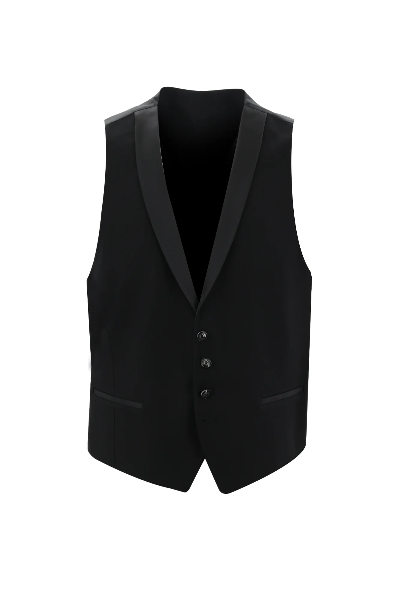 Siyah 7 Drop Slim Fit Dar Kesim Mono Yaka Yelekli Smokin & Damatlık - Image 4