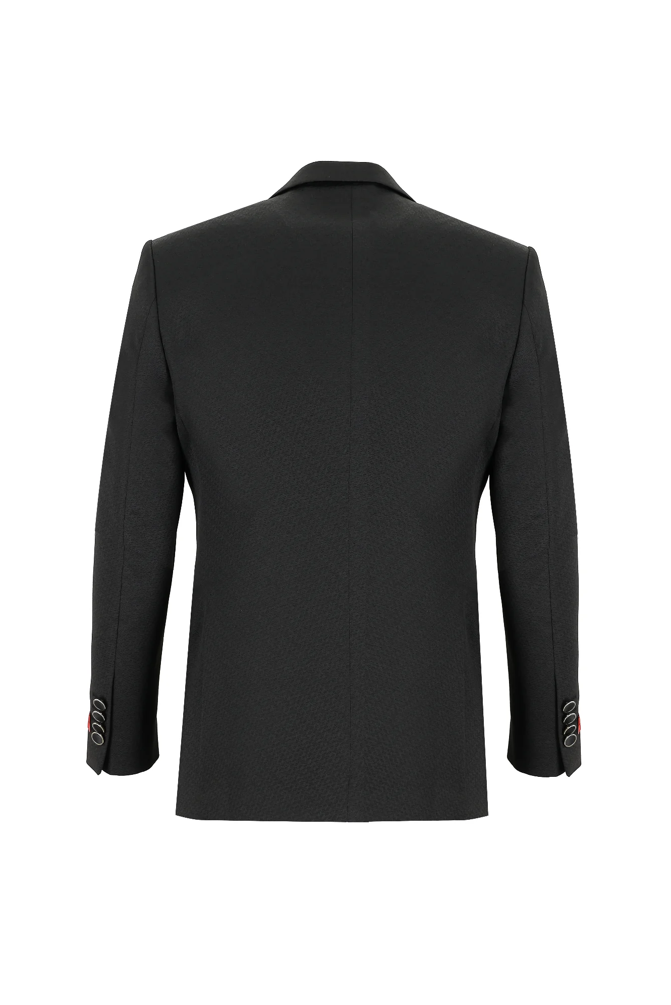 Siyah 7 Drop Slim Fit Dar Kesim Mono Yaka Yelekli Smokin & Damatlık - Image 3