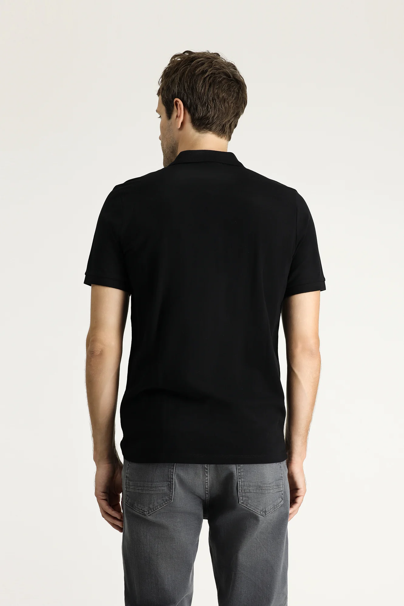 Siyah Slim Fit Dar Kesim Nakışlı Pamuk Polo Yaka Tişört - Image 4