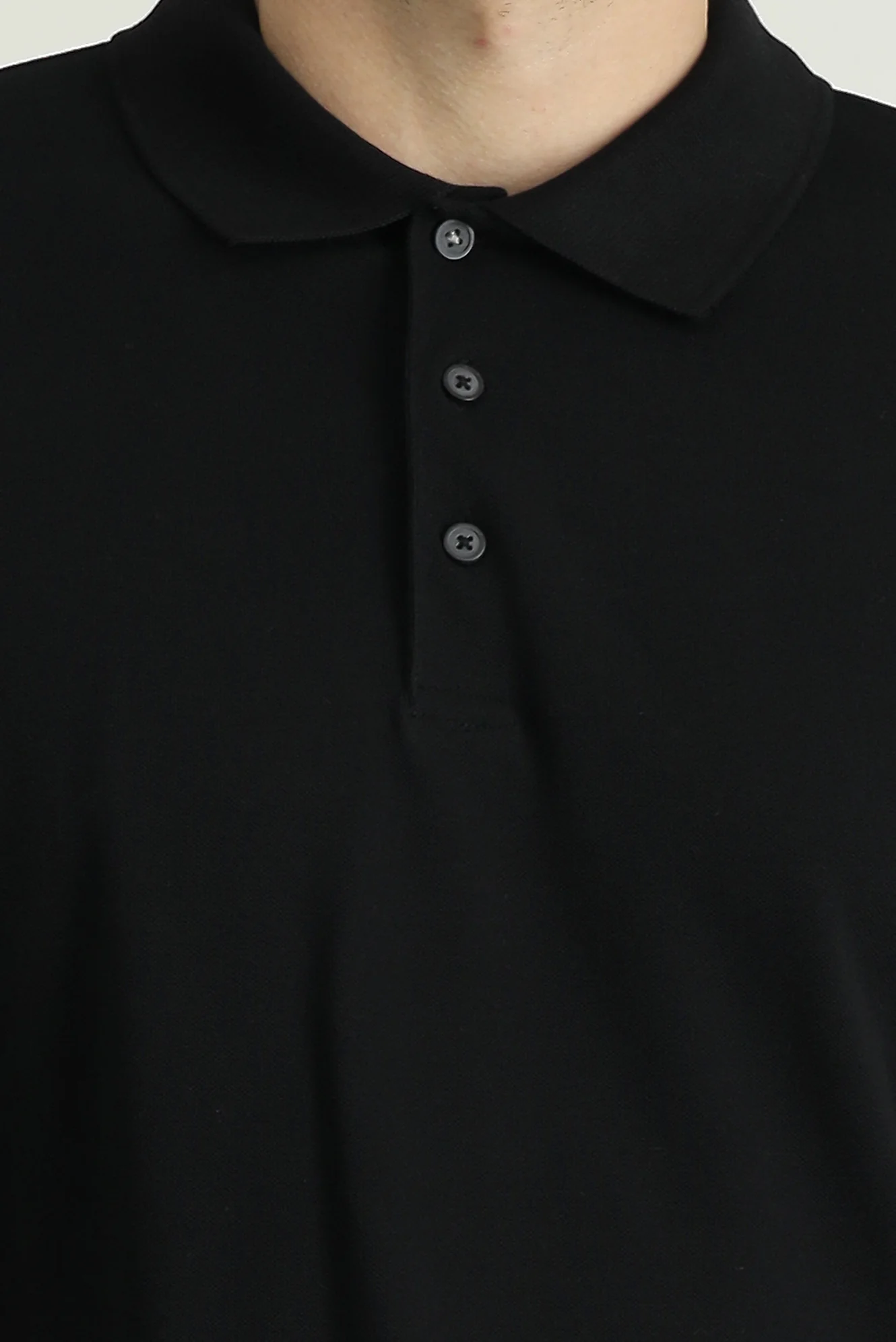 Siyah Slim Fit Dar Kesim Nakışlı Pamuk Polo Yaka Tişört - Image 5