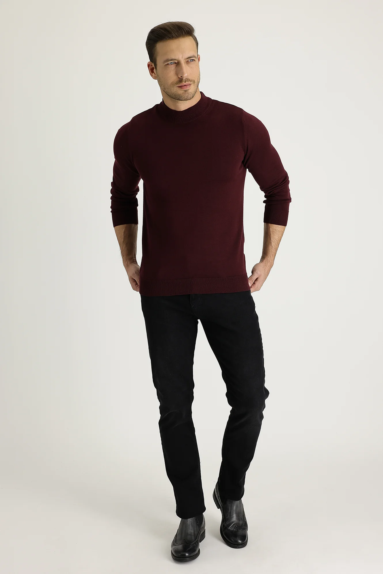 Siyah Slim Fit Dar Kesim Pamuk Denim Pantolon