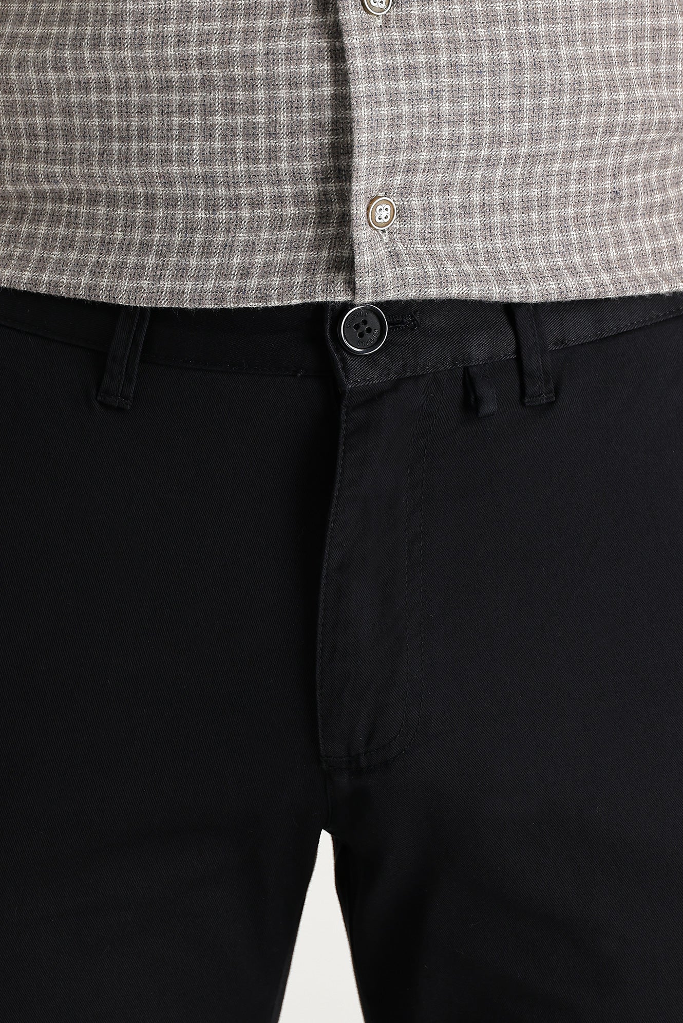 Siyah Slim Fit Dar Kesim Pamuk Kanvas / Chino Pantolon - Image 4