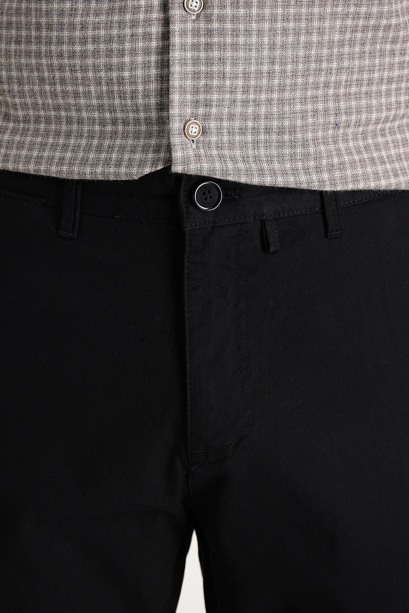 Siyah Slim Fit Dar Kesim Pamuk Kanvas / Chino Pantolon - Image 3