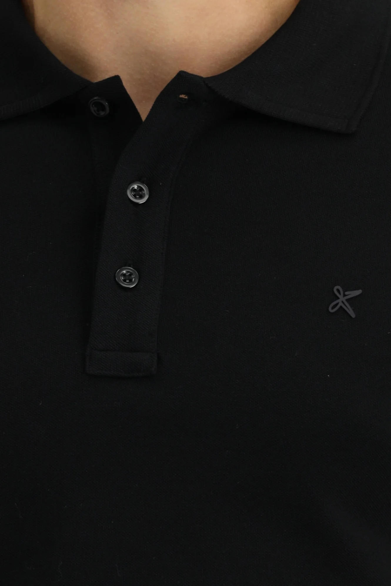 Siyah Slim Fit Dar Kesim Pamuk Kıvrılmaz Polo Yaka Tişört - Image 5