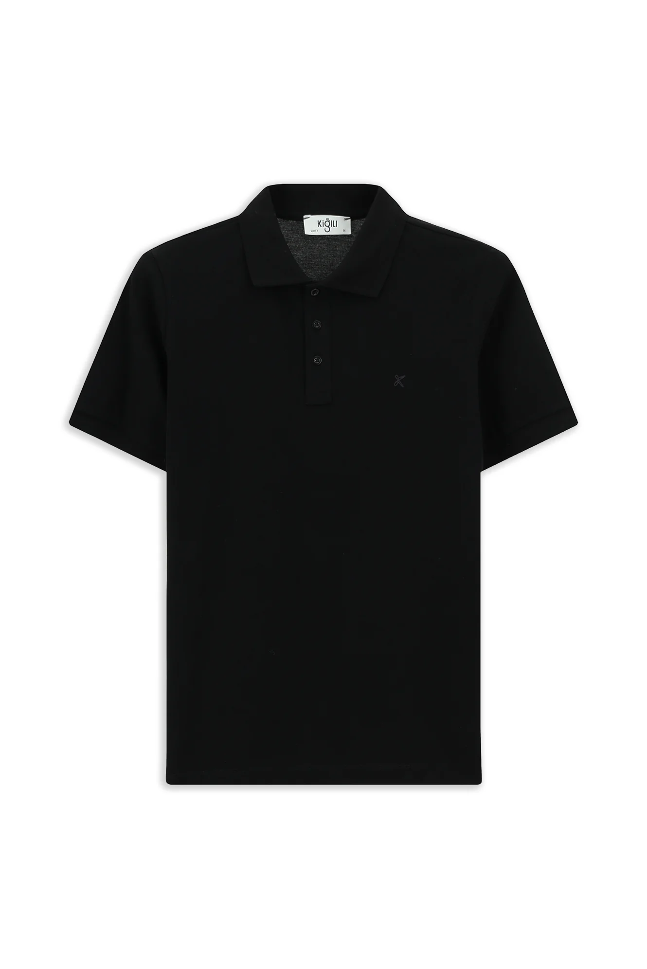 Siyah Slim Fit Dar Kesim Pamuk Kıvrılmaz Polo Yaka Tişört - Image 7
