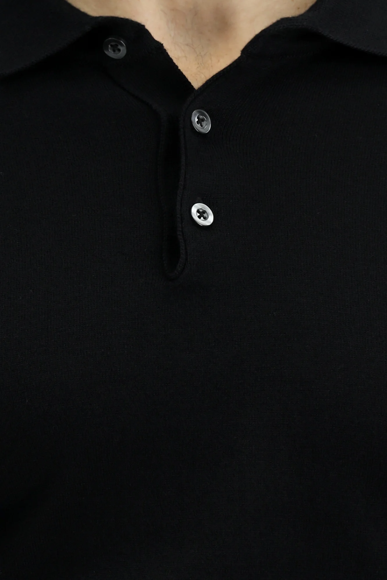 Siyah Slim Fit Dar Kesim Pamuk Polo Yaka Örme Tişört - Image 6