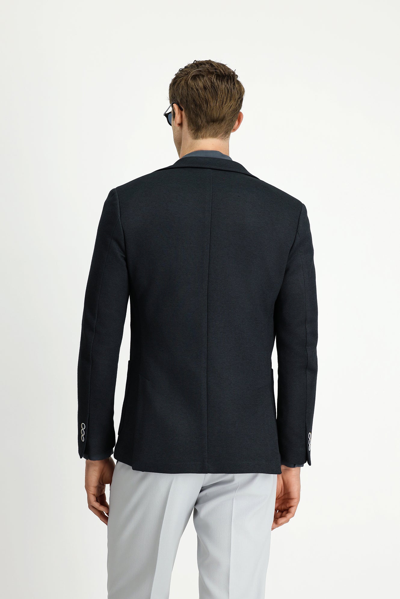 Siyah 7 Drop Slim Fit Dar Kesim Pamuklu Spor Ceket - Image 5