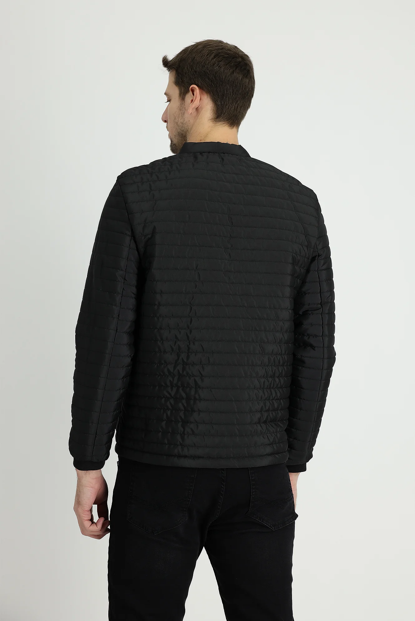 Siyah Slim Fit Dar Kesim Ribanalı Spor Mont - Image 3