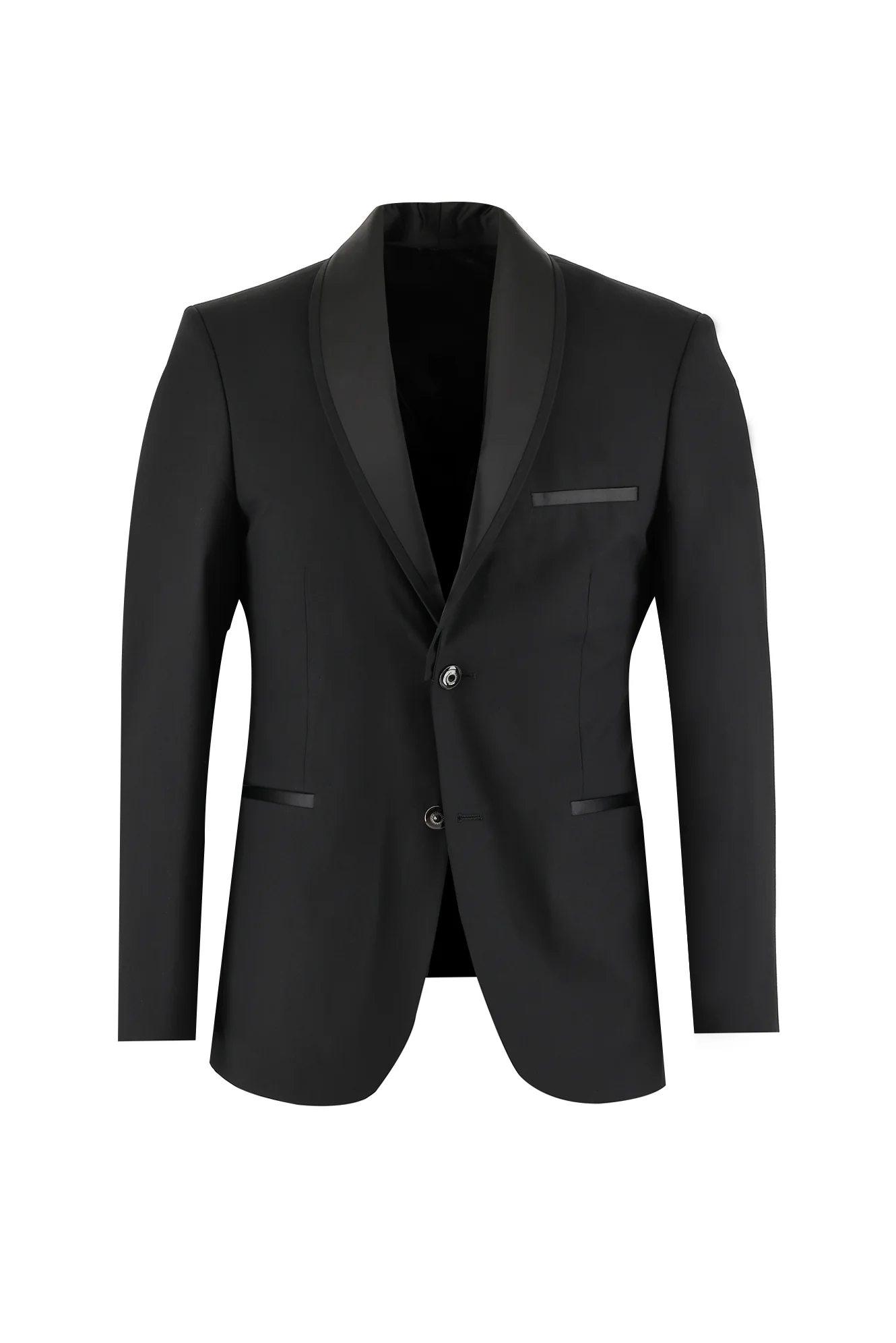 Siyah 7 Drop Slim Fit Dar Kesim Şal Yaka Smokin & Damatlık - Image 2