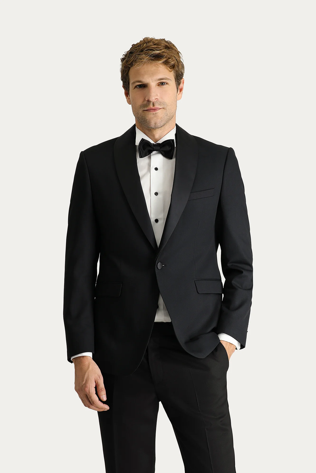 Siyah 7 Drop Slim Fit Dar Kesim Şal Yaka Smokin & Damatlık - Image 2