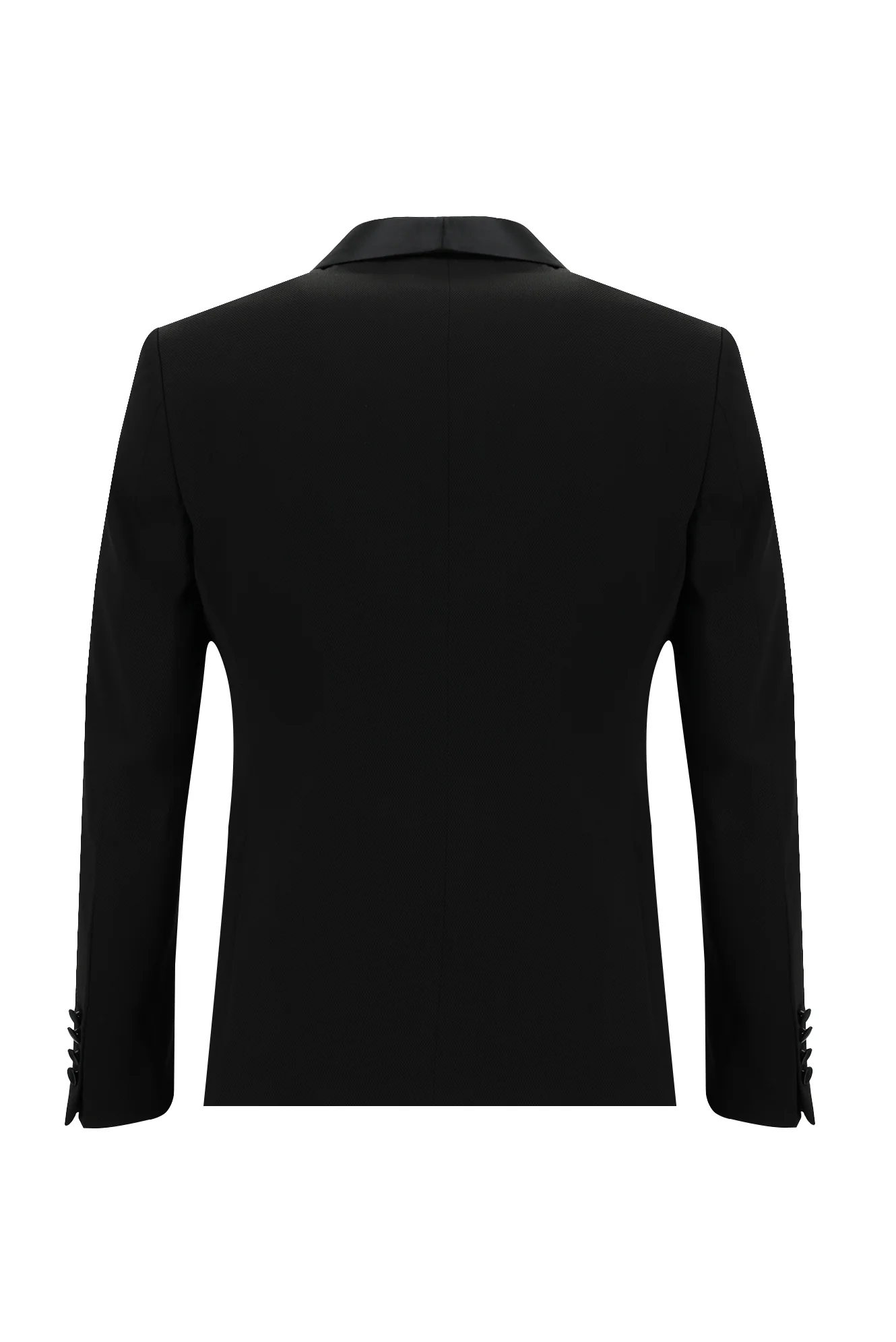 Siyah 7 Drop Slim Fit Dar Kesim Şal Yaka Yelekli Smokin & Damatlık - Image 3