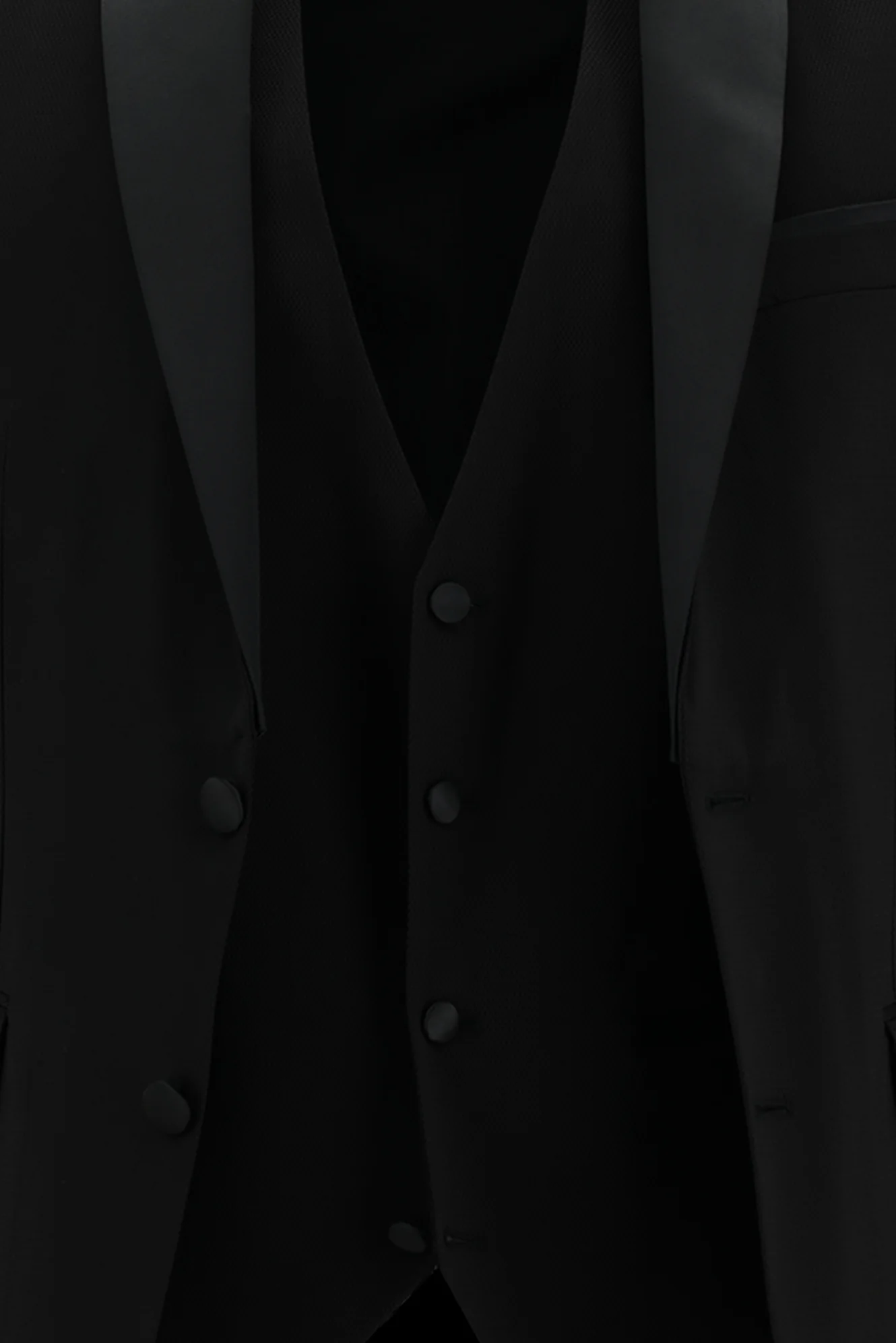 Siyah 7 Drop Slim Fit Dar Kesim Şal Yaka Yelekli Smokin & Damatlık - Image 7