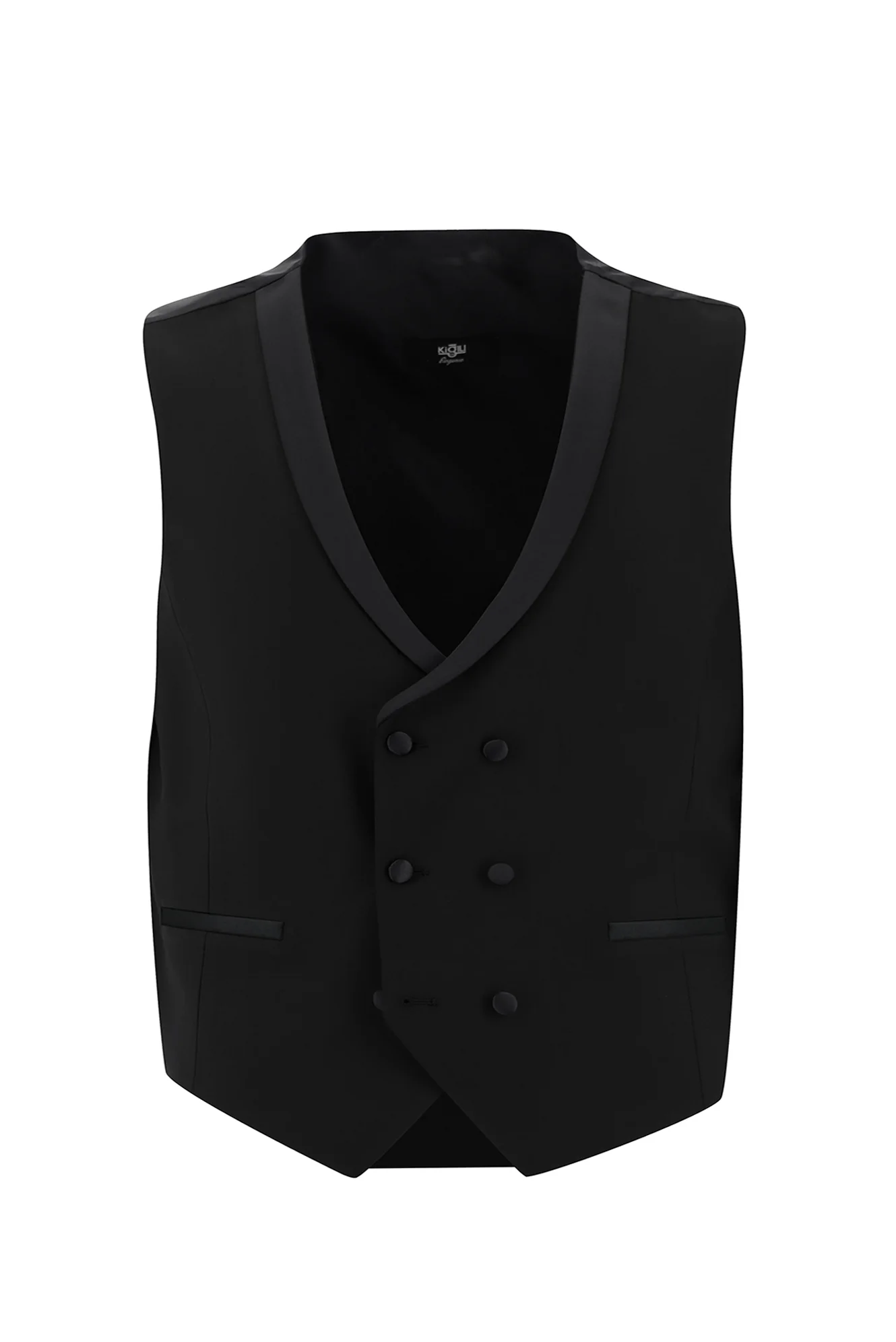 Siyah 7 Drop Slim Fit Dar Kesim Şal Yaka Yelekli Smokin & Damatlık - Image 4