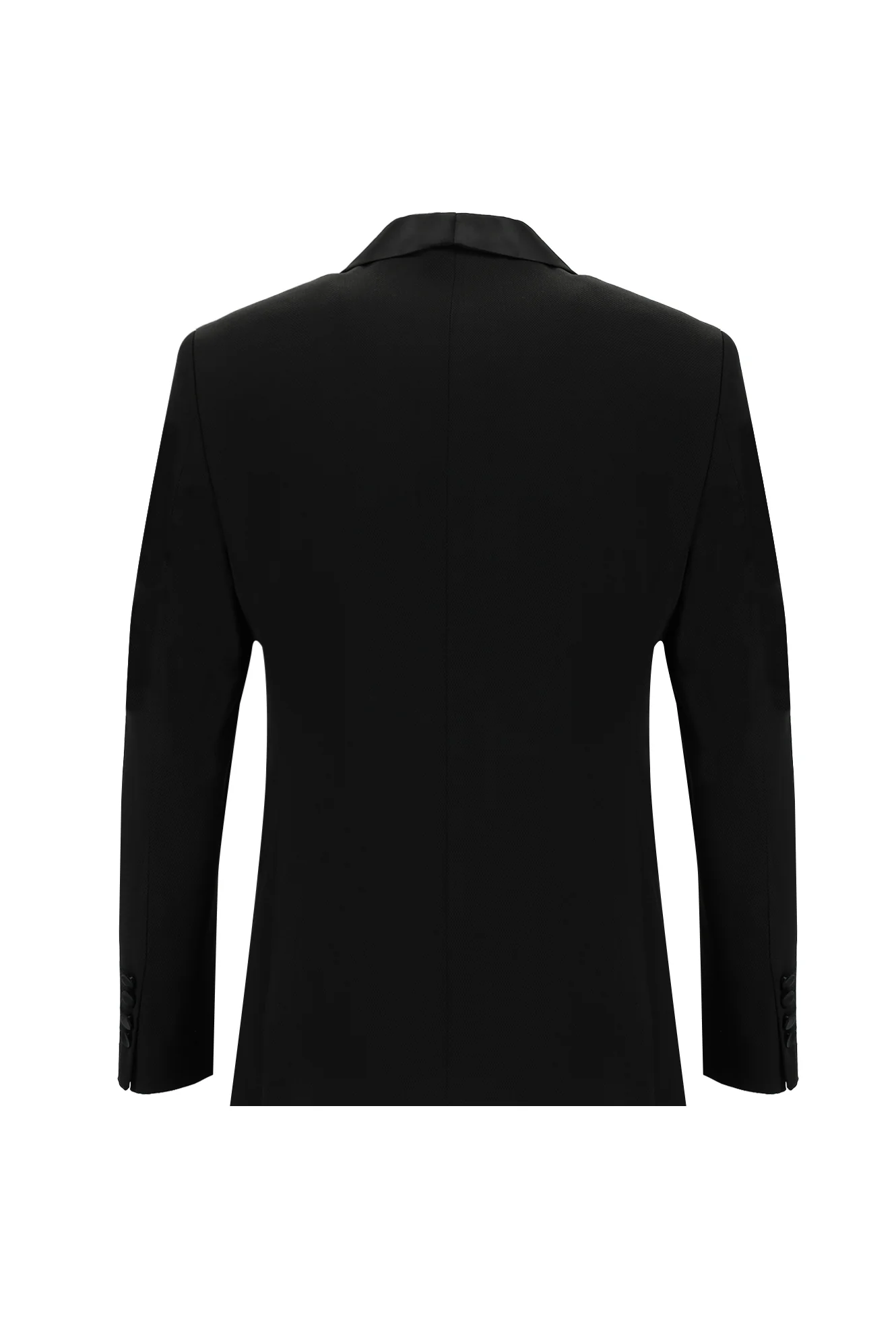 Siyah 7 Drop Slim Fit Dar Kesim Şal Yaka Yelekli Smokin & Damatlık - Image 3