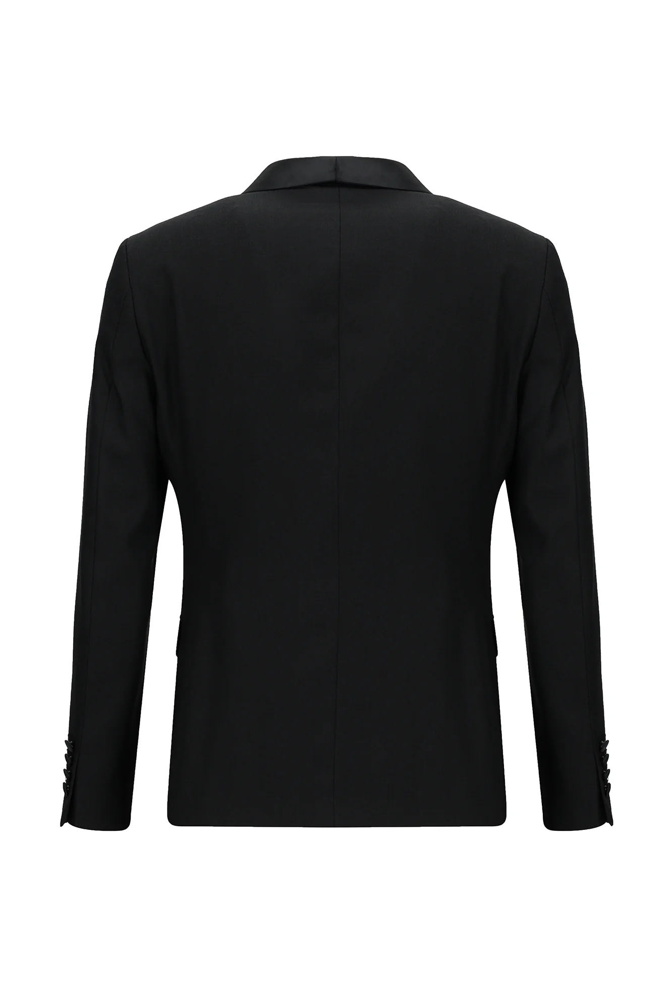 Siyah 7 Drop Slim Fit Dar Kesim Şal Yaka Yelekli Smokin & Damatlık - Image 3