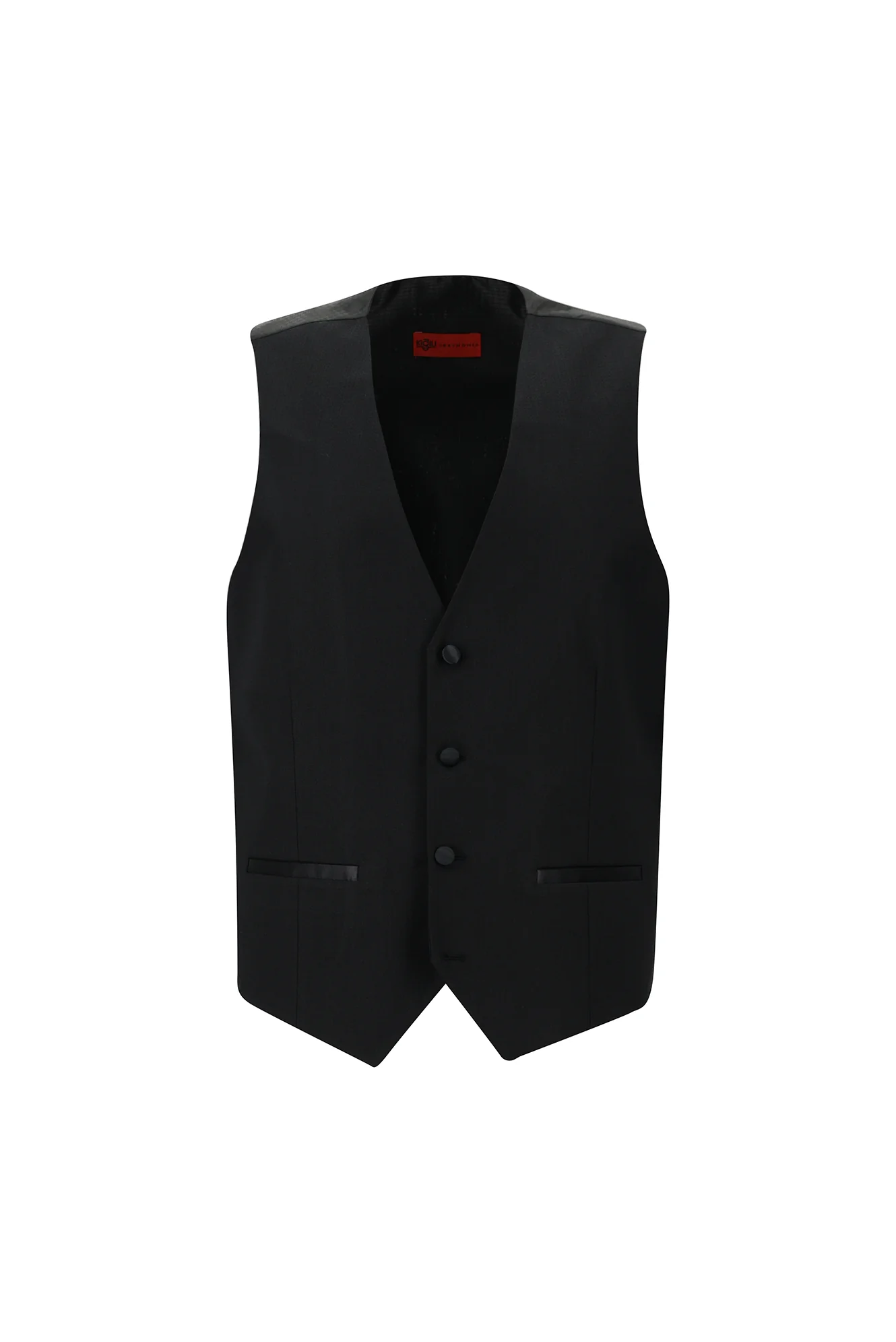 Siyah 7 Drop Slim Fit Dar Kesim Şal Yaka Yelekli Smokin & Damatlık - Image 4