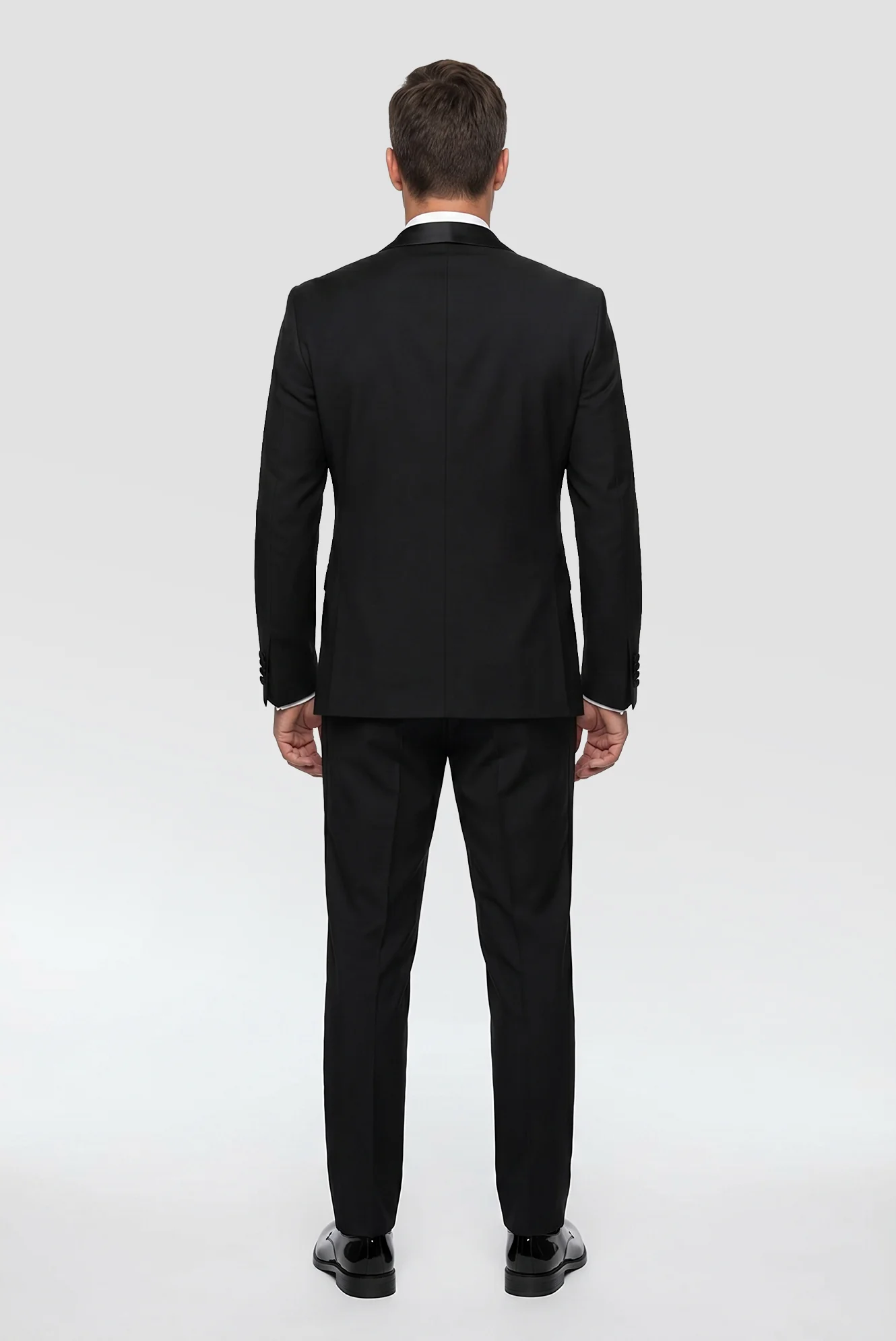 Siyah 7 Drop Slim Fit Dar Kesim Şal Yaka Yelekli Smokin & Damatlık - Image 4