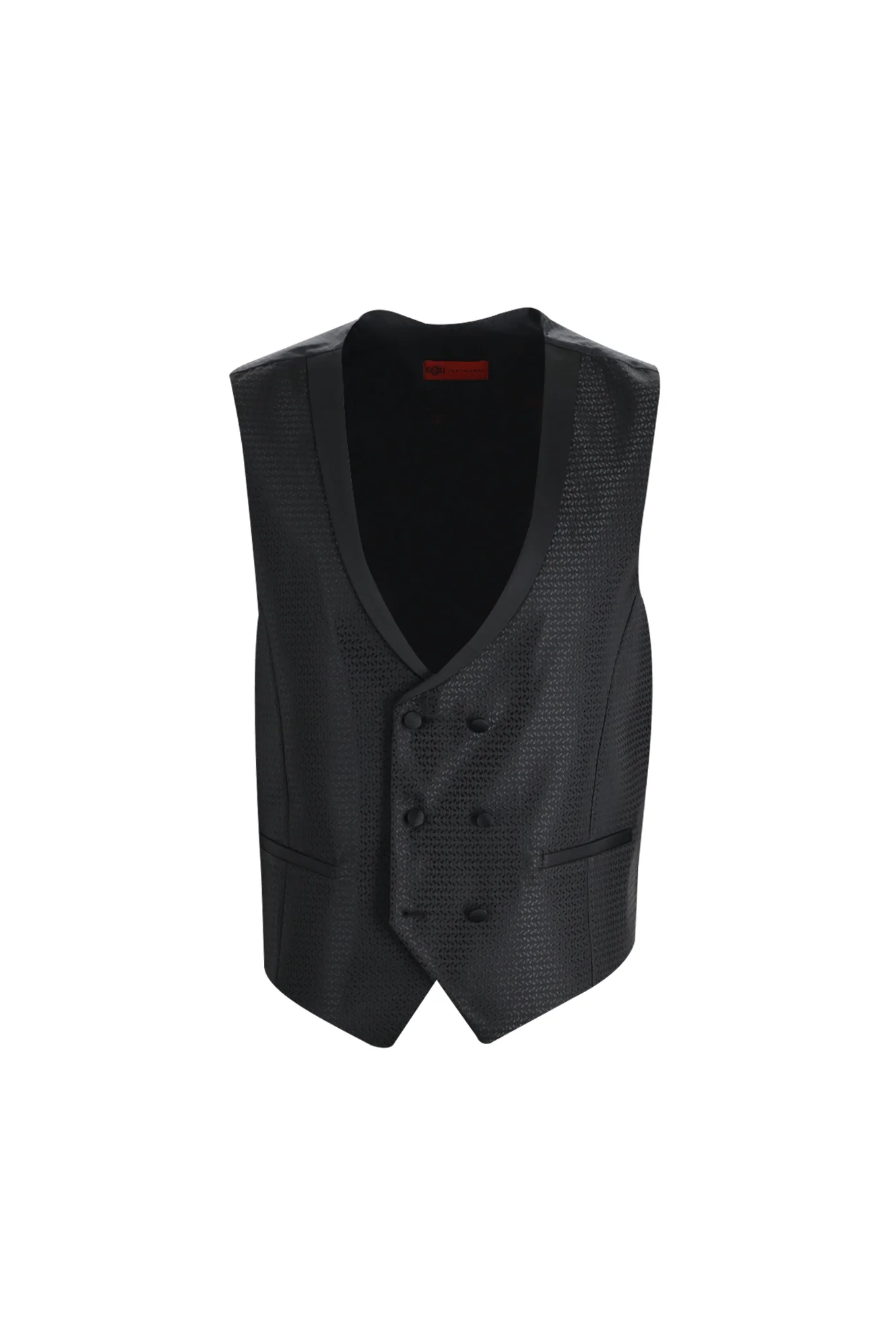 Siyah 7 Drop Slim Fit Dar Kesim Şal Yaka Yelekli Smokin & Damatlık - Image 4