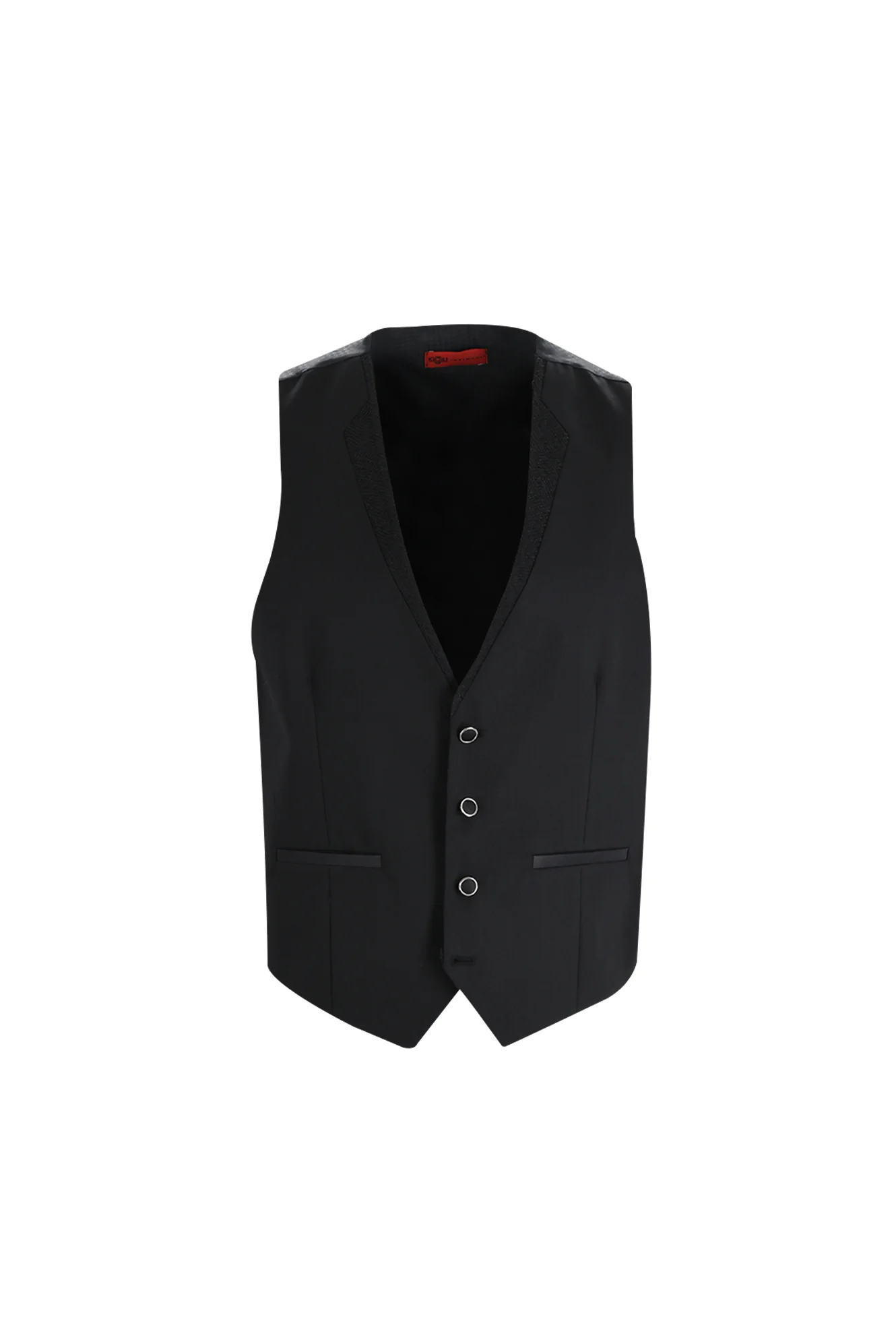 Siyah 7 Drop Slim Fit Dar Kesim Şal Yaka Yelekli Smokin & Damatlık - Image 4