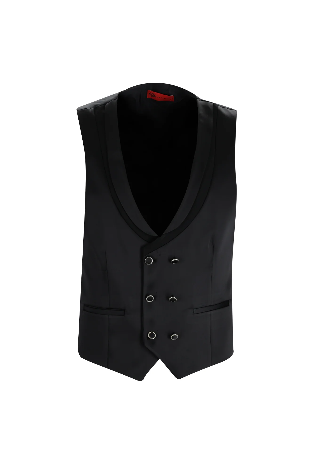 Siyah 7 Drop Slim Fit Dar Kesim Şal Yaka Yelekli Smokin & Damatlık - Image 5