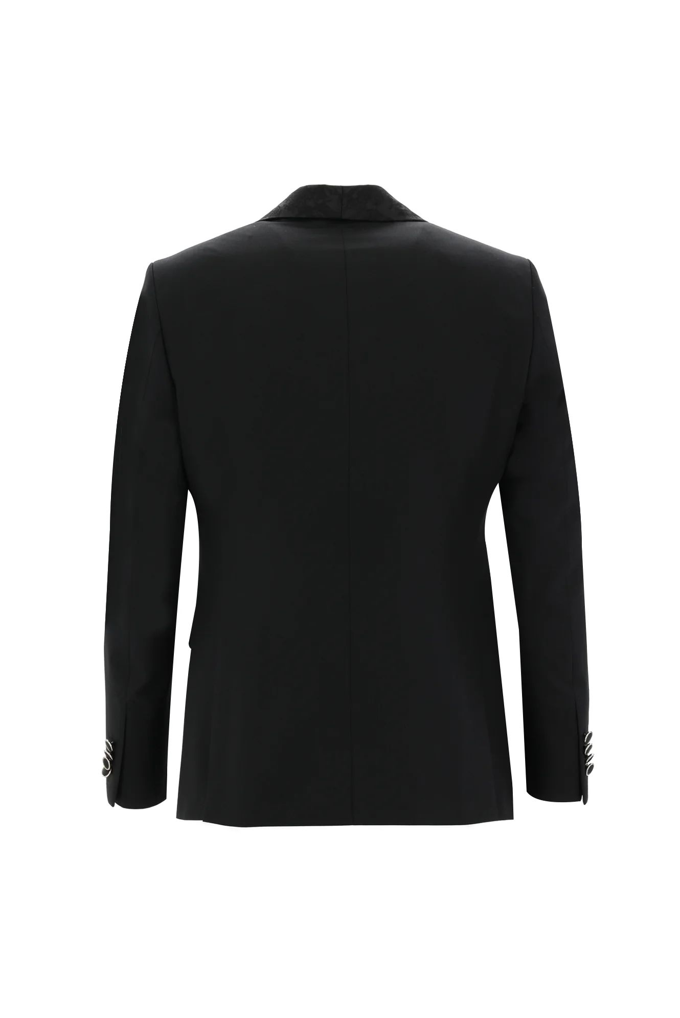 Siyah 7 Drop Slim Fit Dar Kesim Şal Yaka Yelekli Smokin & Damatlık - Image 3
