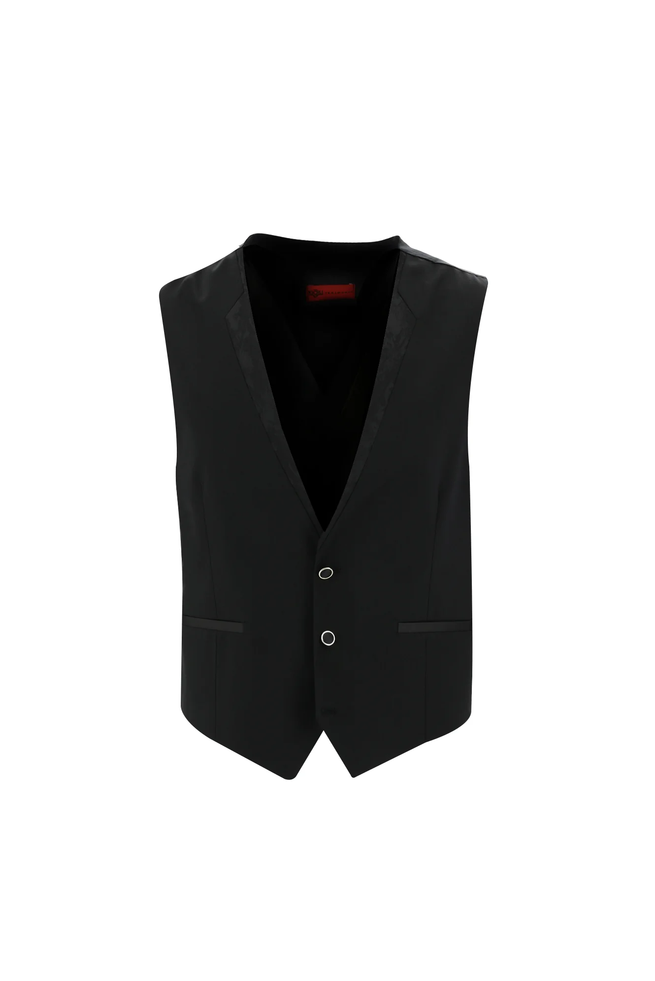 Siyah 7 Drop Slim Fit Dar Kesim Şal Yaka Yelekli Smokin & Damatlık - Image 4
