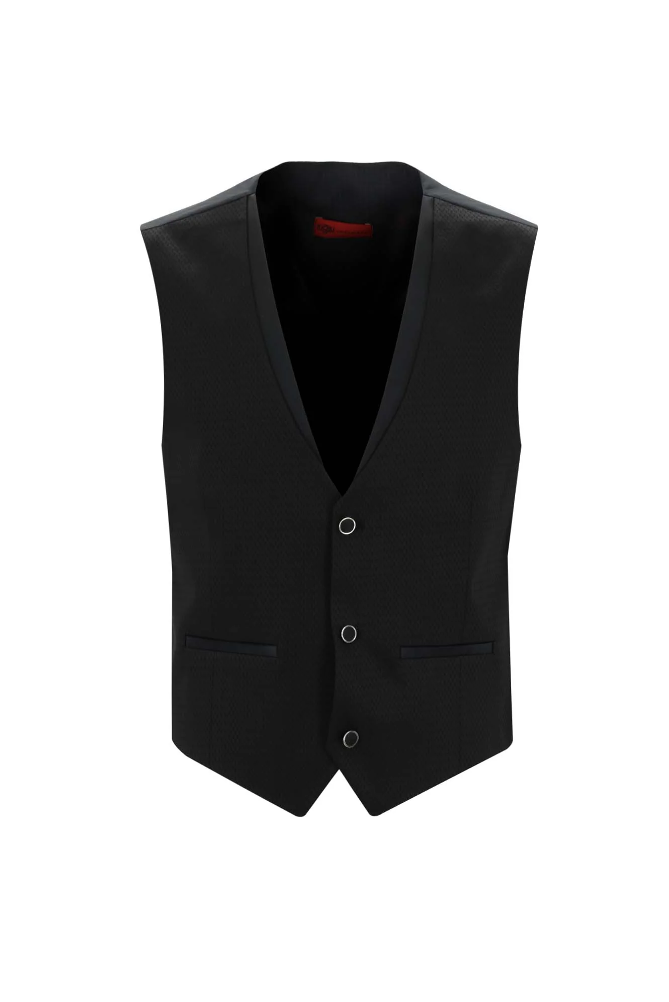 Siyah 7 Drop Slim Fit Dar Kesim Şal Yaka Yelekli Smokin & Damatlık - Image 4