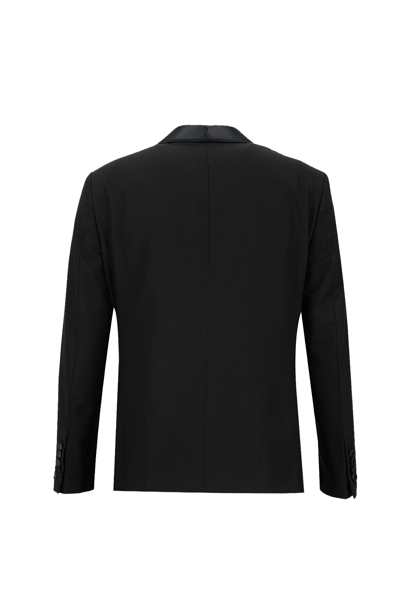 Siyah 7 Drop Slim Fit Dar Kesim Şal Yaka Yelekli Smokin & Damatlık - Image 3