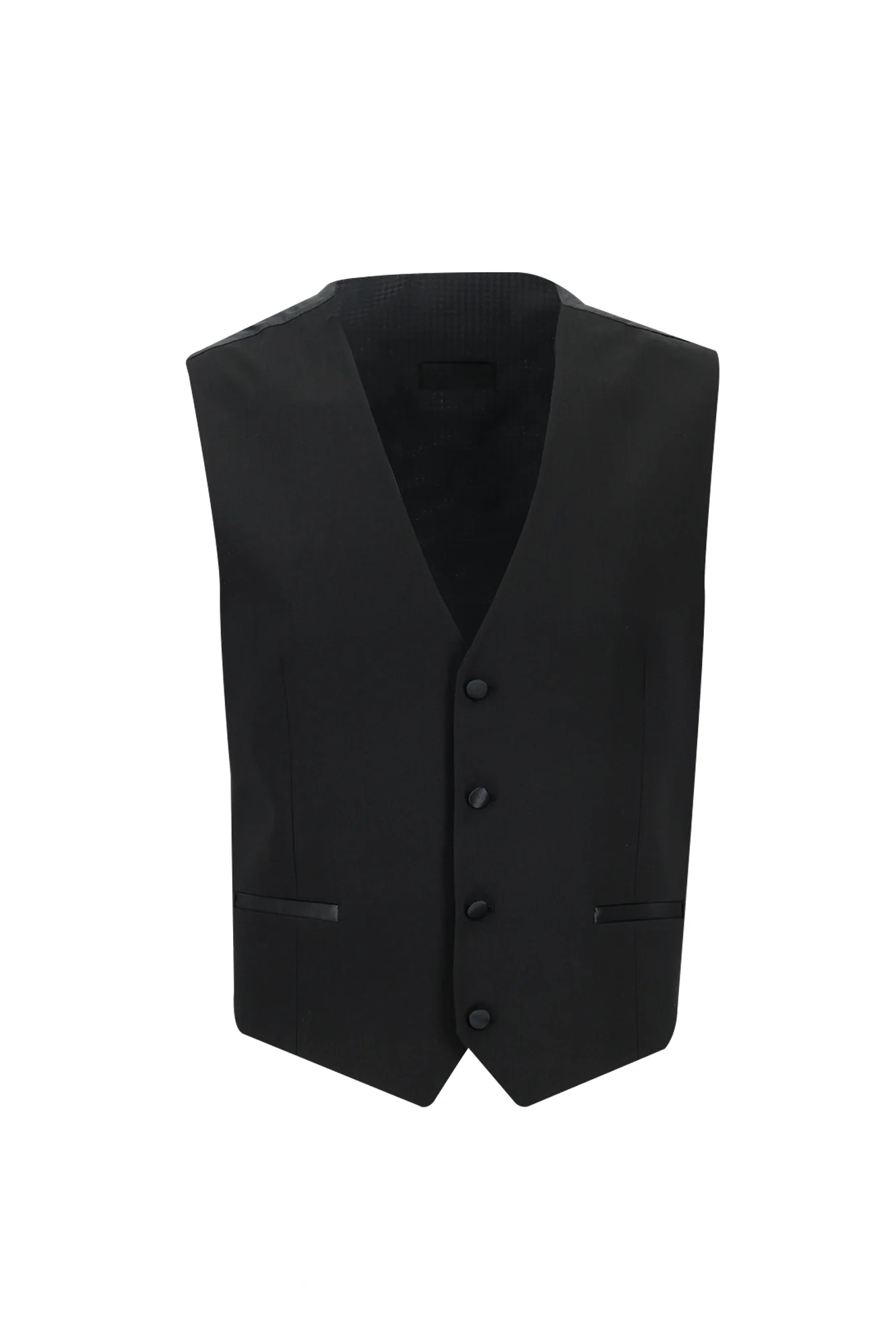 Siyah 7 Drop Slim Fit Dar Kesim Şal Yaka Yelekli Smokin & Damatlık - Image 4