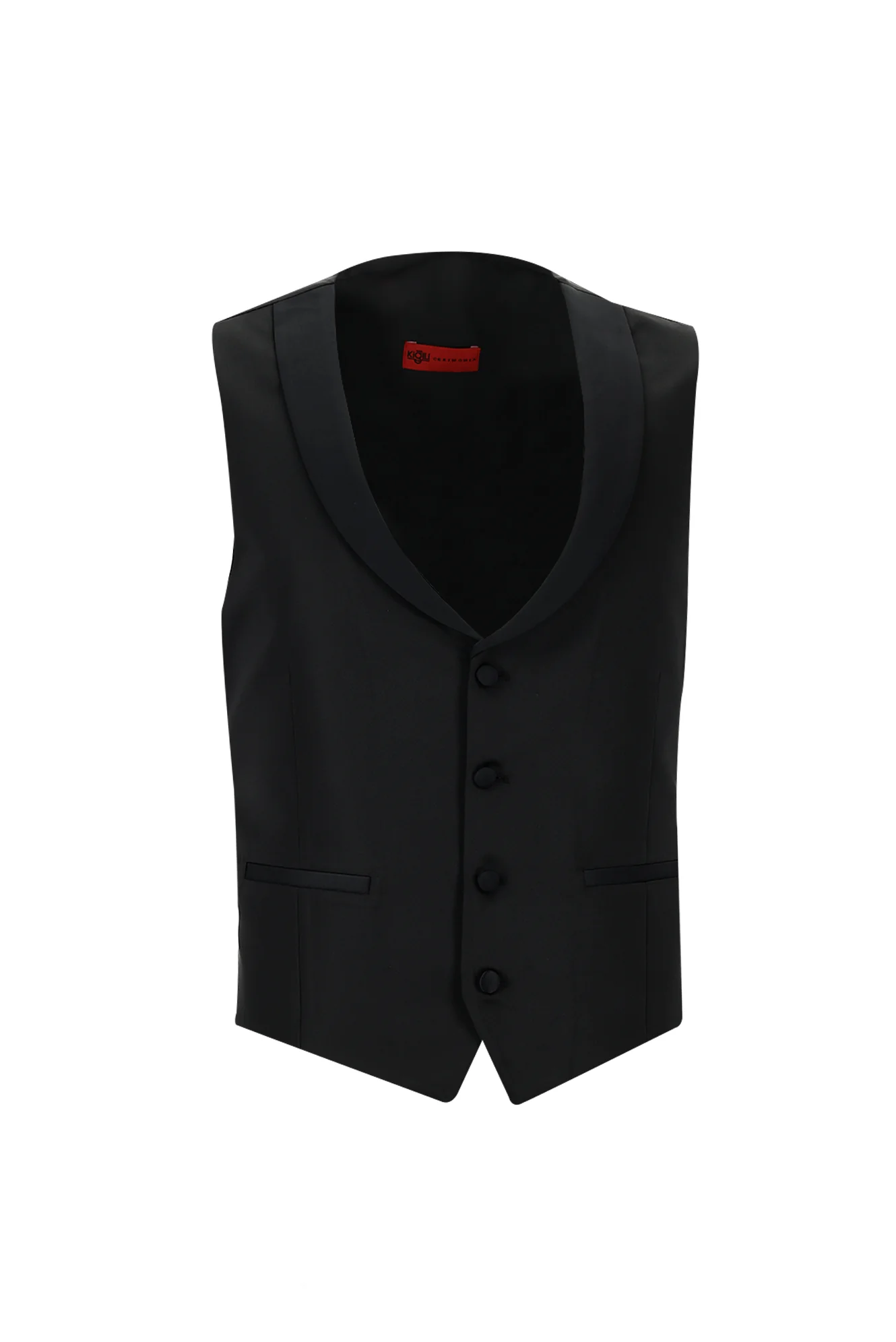 Siyah 7 Drop Slim Fit Dar Kesim Şal Yaka Yelekli Smokin & Damatlık - Image 4