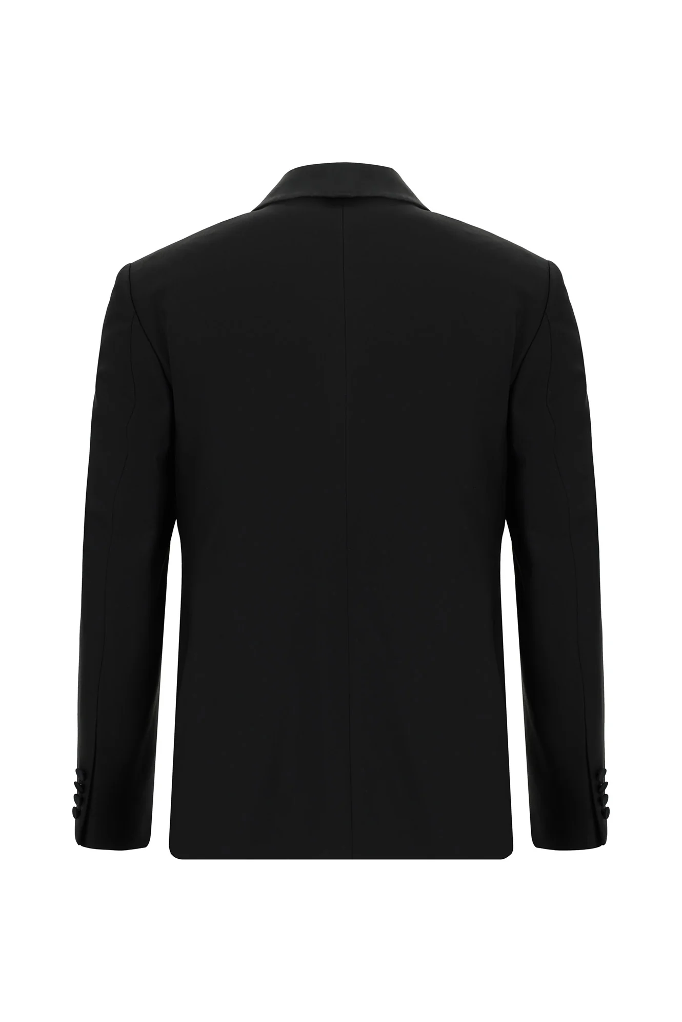 Siyah 7 Drop Slim Fit Dar Kesim Şal Yaka Yünlü Yelekli Smokin & Damatlık - Image 3