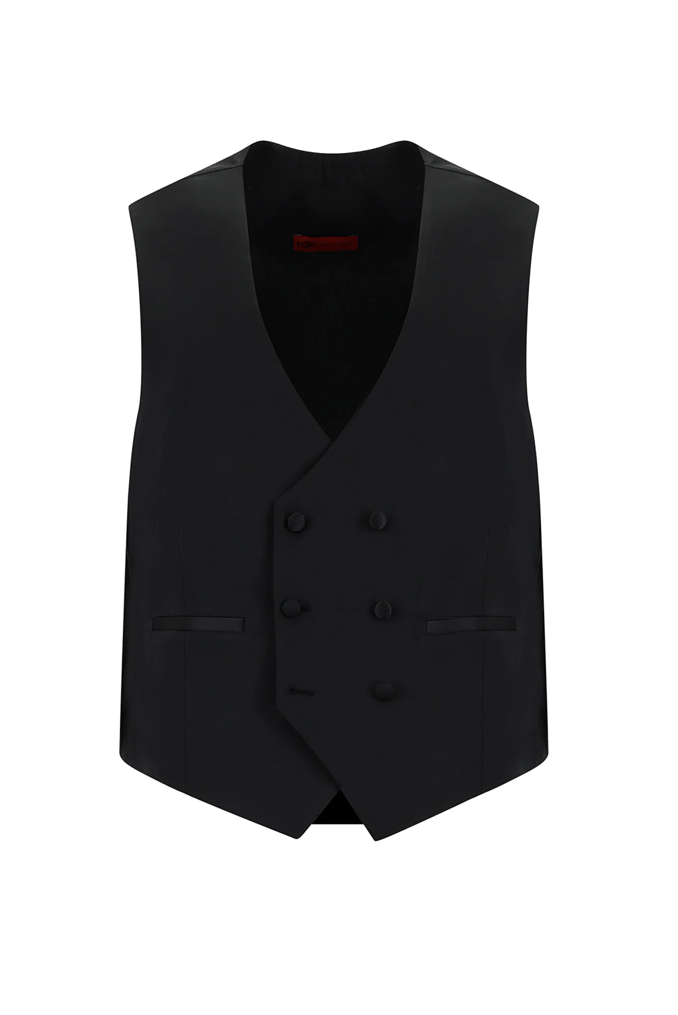 Siyah 7 Drop Slim Fit Dar Kesim Şal Yaka Yünlü Yelekli Smokin & Damatlık - Image 4