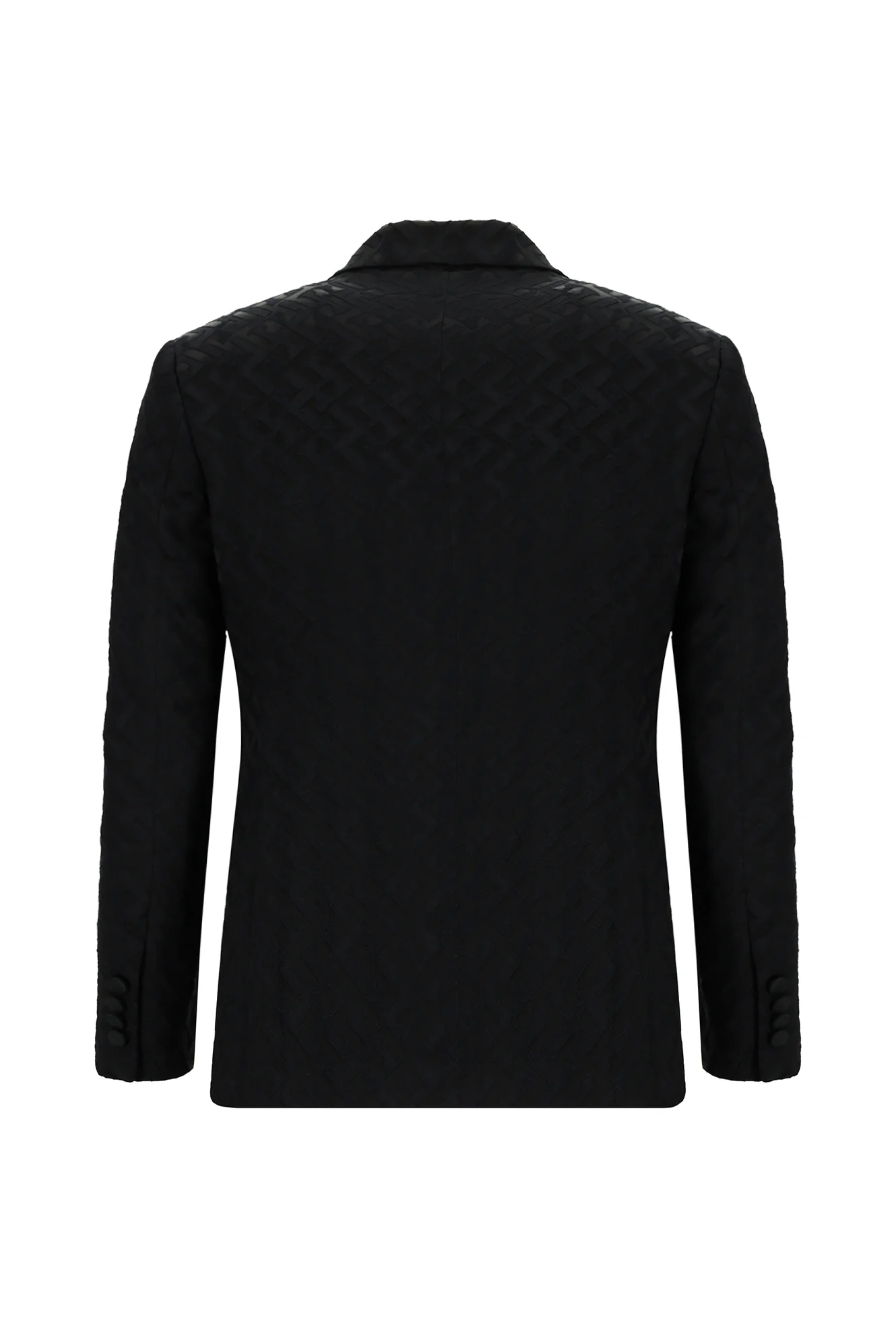 Siyah 7 Drop Slim Fit Dar Kesim Sivri Yaka Desenli Yelekli Smokin & Damatlık - Image 3