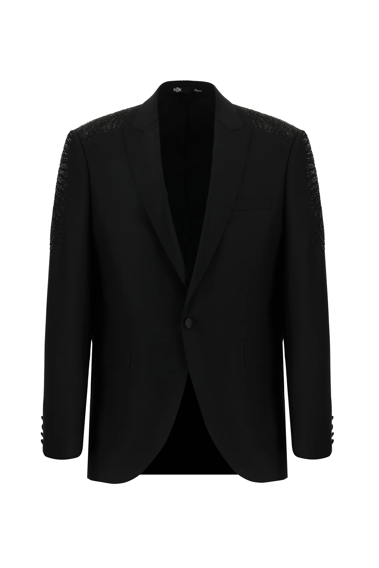 Siyah 7 Drop Slim Fit Dar Kesim Sivri Yaka Smokin & Damatlık - Image 2