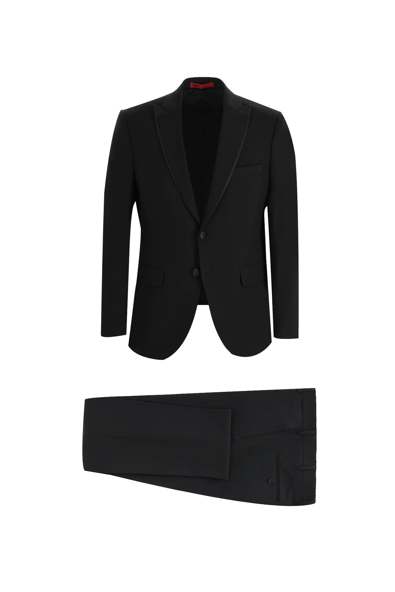 Siyah 7 Drop Slim Fit Dar Kesim Sivri Yaka Smokin & Damatlık
