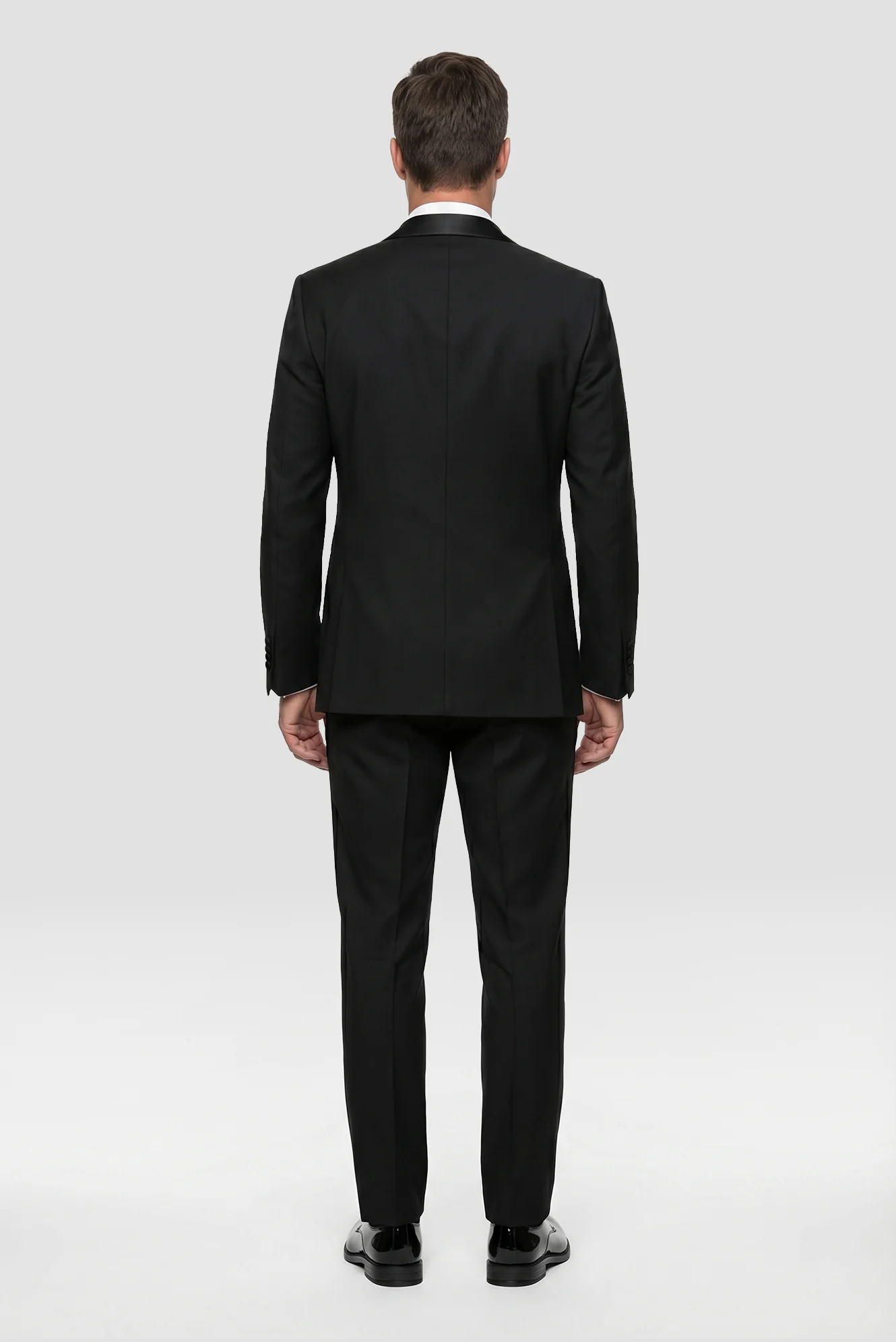 Siyah 7 Drop Slim Fit Dar Kesim Sivri Yaka Yelekli Smokin & Damatlık - Image 3