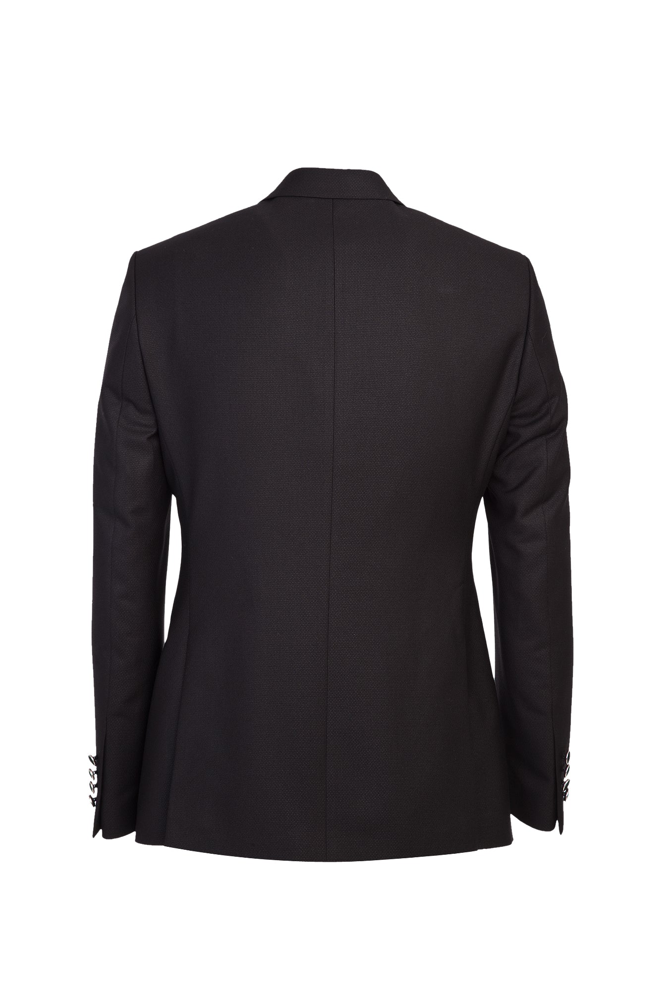 Siyah 7 Drop Slim Fit Dar Kesim Sivri Yaka Yelekli Smokin & Damatlık - Image 3