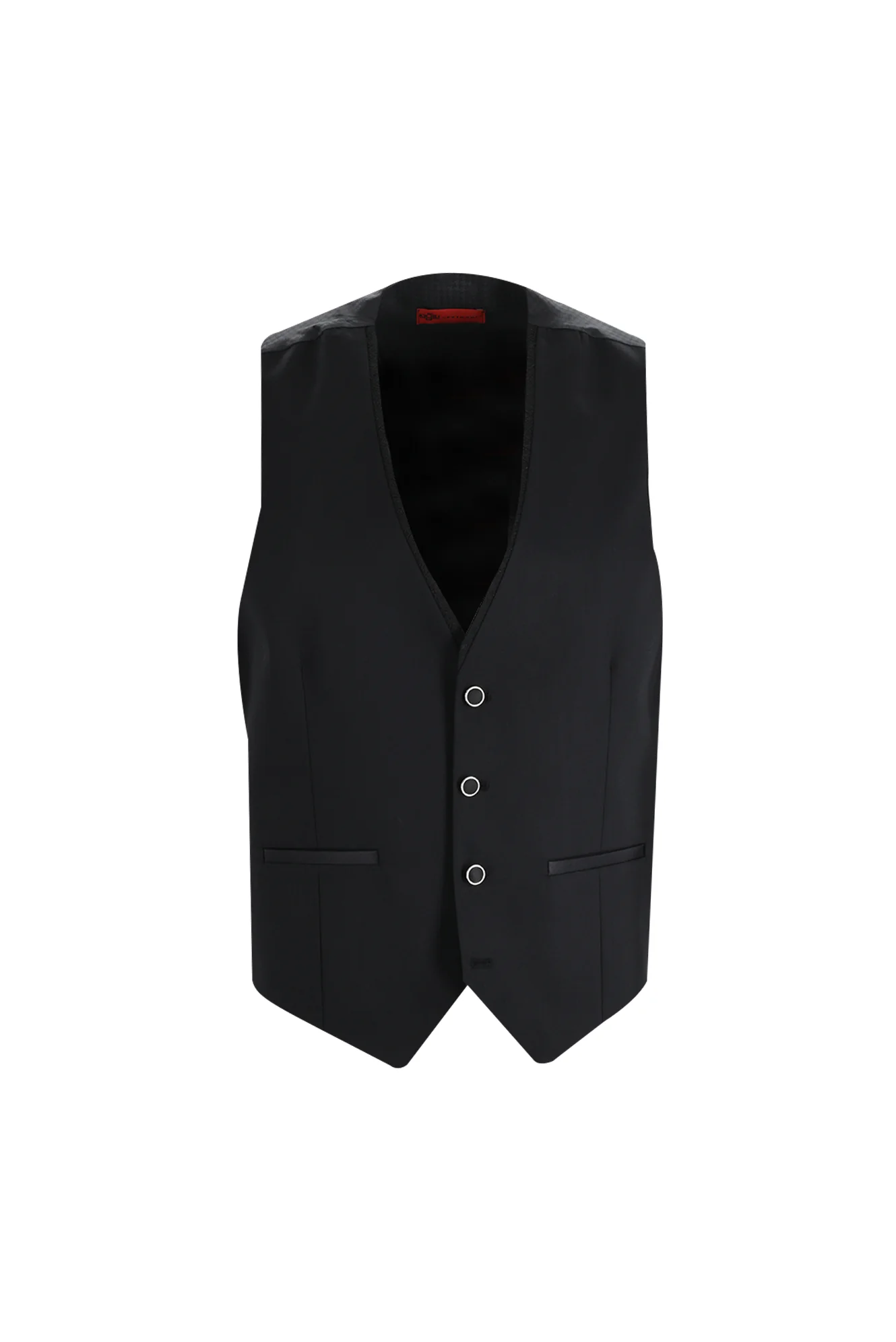 Siyah 7 Drop Slim Fit Dar Kesim Sivri Yaka Yelekli Smokin & Damatlık - Image 4