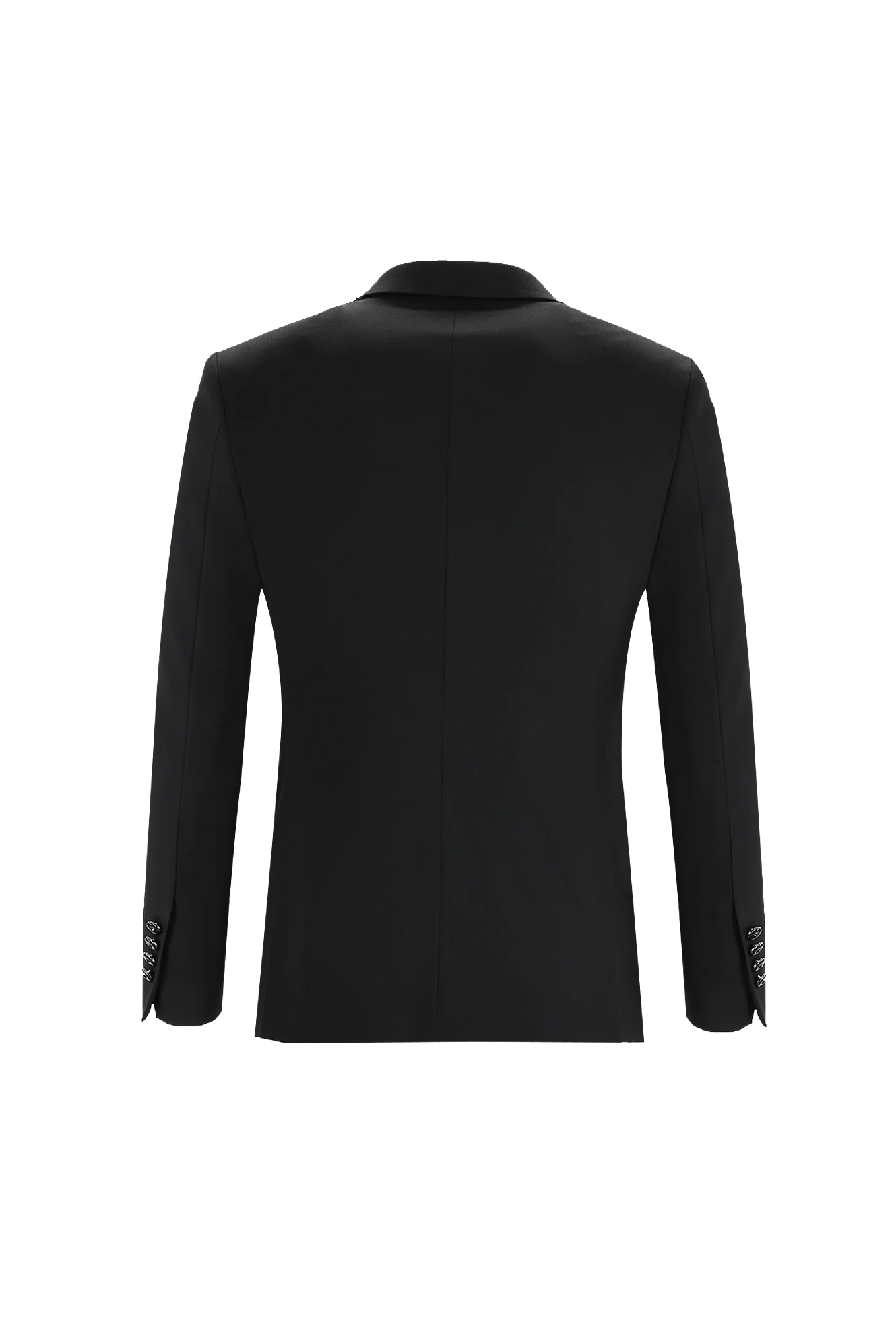 Siyah 7 Drop Slim Fit Dar Kesim Sivri Yaka Yelekli Smokin & Damatlık - Image 3