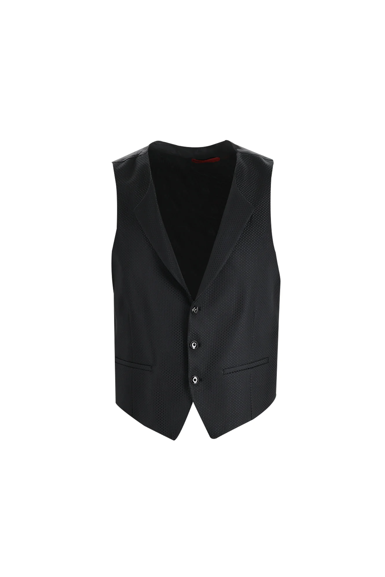 Siyah 7 Drop Slim Fit Dar Kesim Sivri Yaka Yelekli Smokin & Damatlık - Image 4