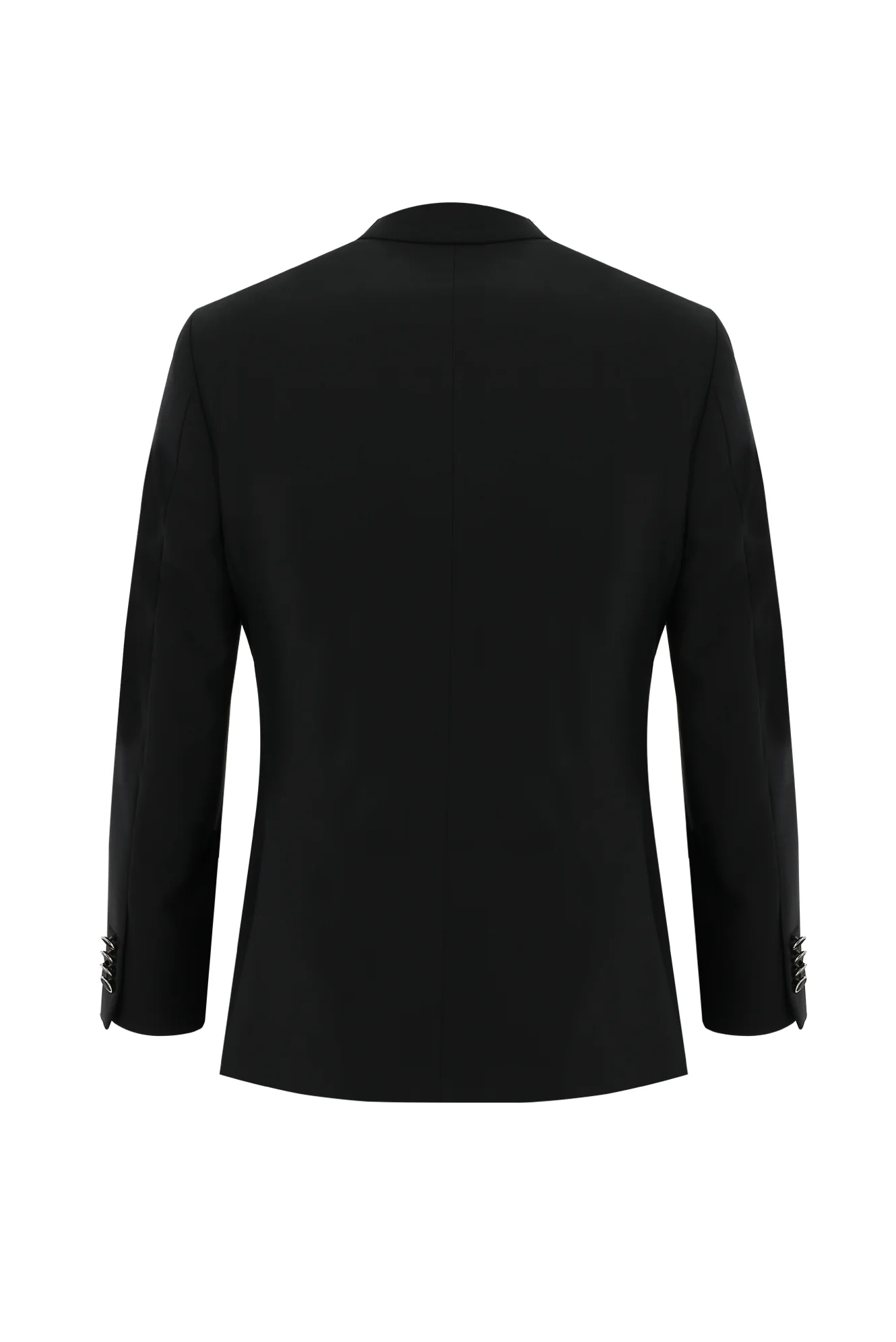 Siyah 7 Drop Slim Fit Dar Kesim Sivri Yaka Yelekli Smokin & Damatlık - Image 3