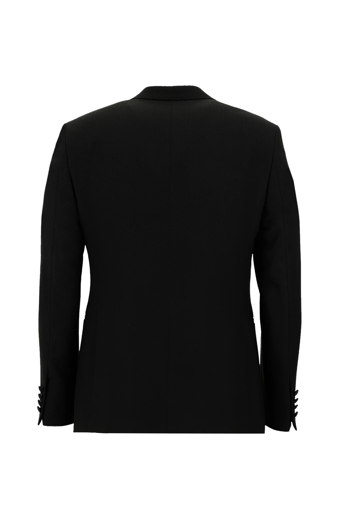 Siyah 7 Drop Slim Fit Dar Kesim Sivri Yaka Yelekli Smokin & Damatlık - Image 3