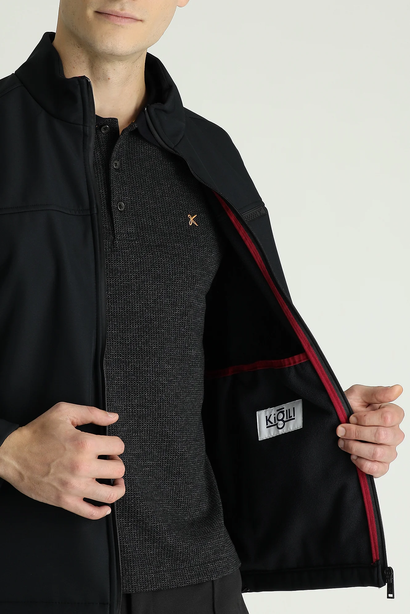 Siyah Slim Fit Dar Kesim Softshell Spor Mont - Image 5